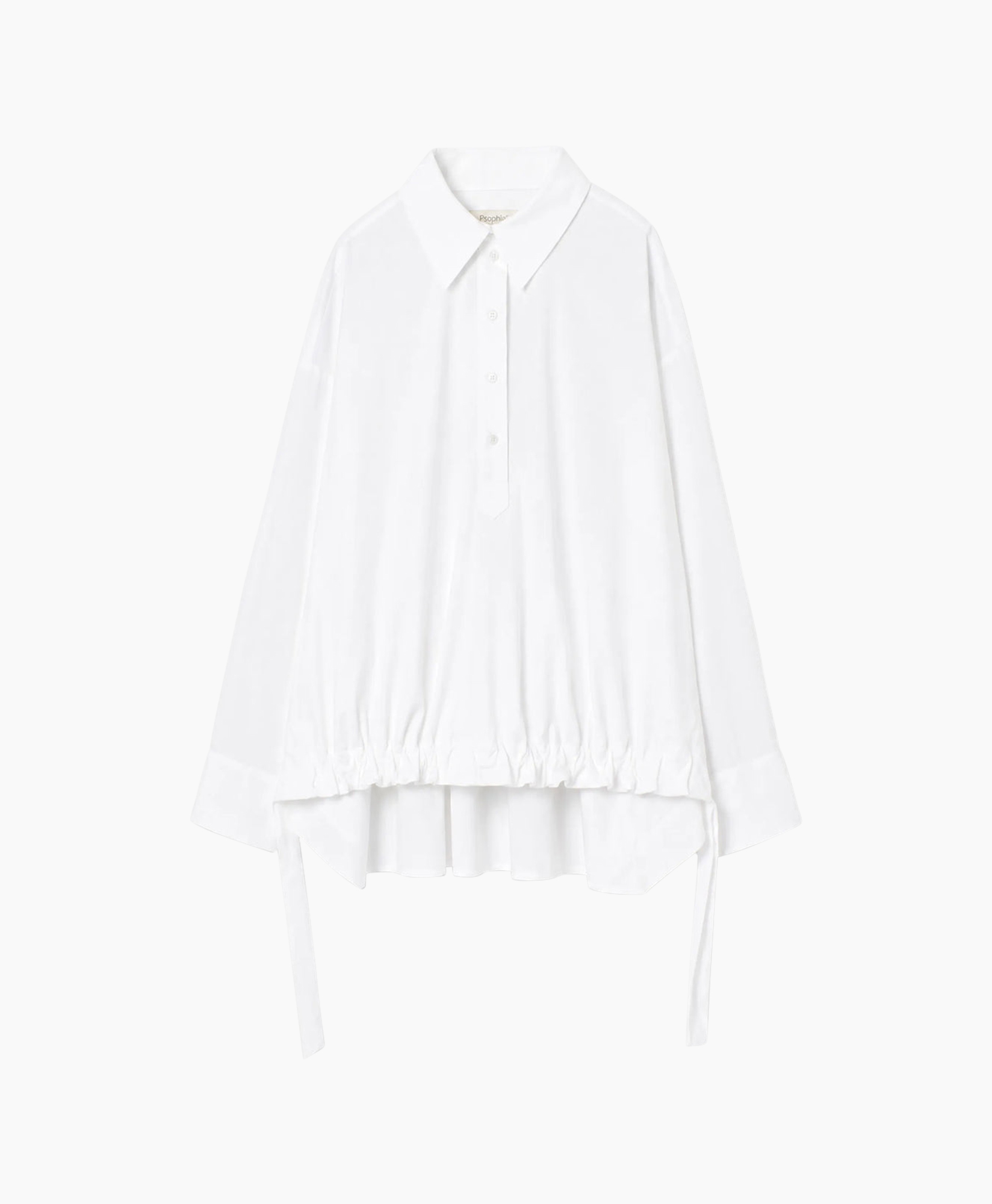 shirt, blouse, wit, langemouw, kraag