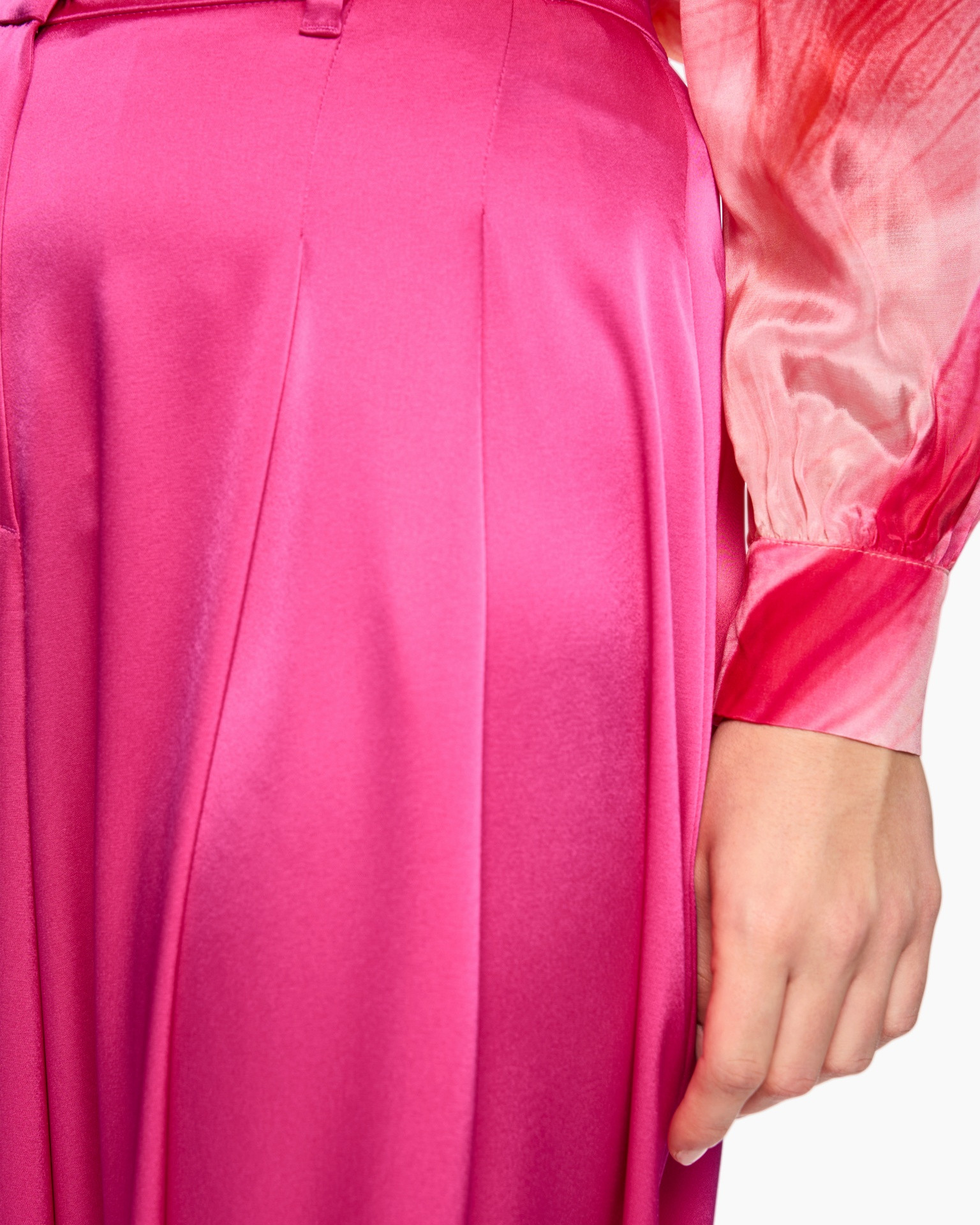 roze, jurk, lang, mouw, stof