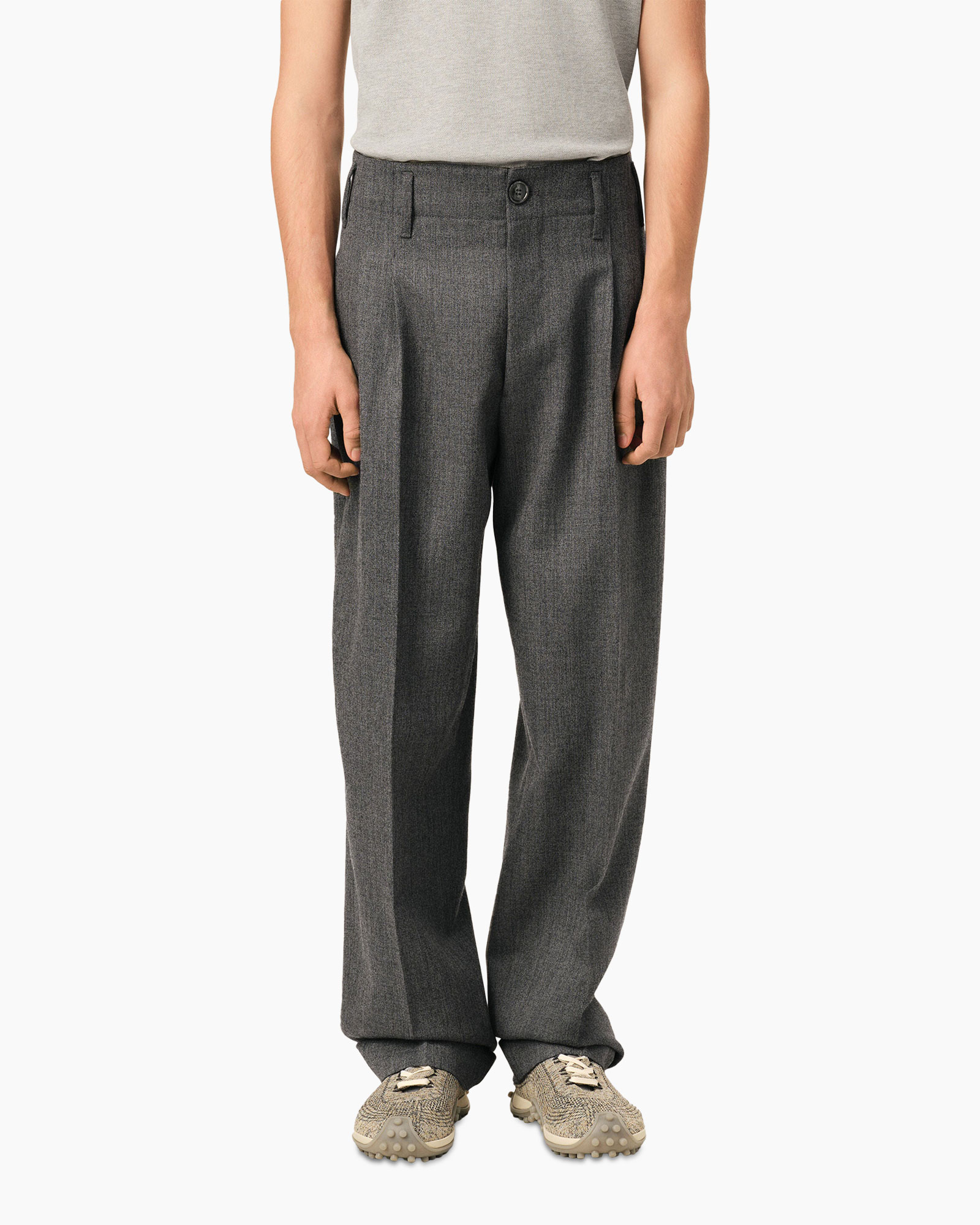 broek, broek, grijs, wijd, formeel