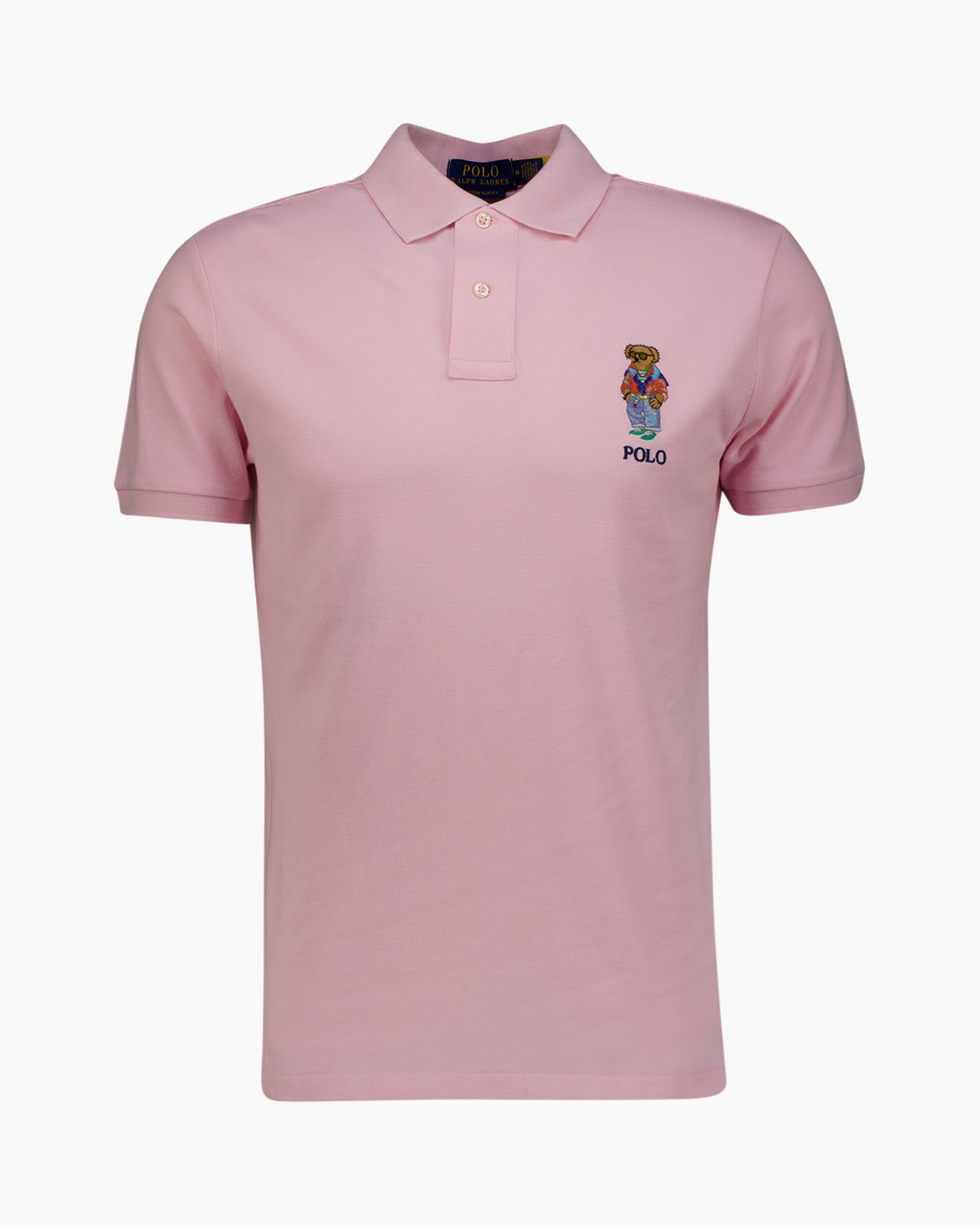 polo shirt, polo, pink, short sleeve, embroidery