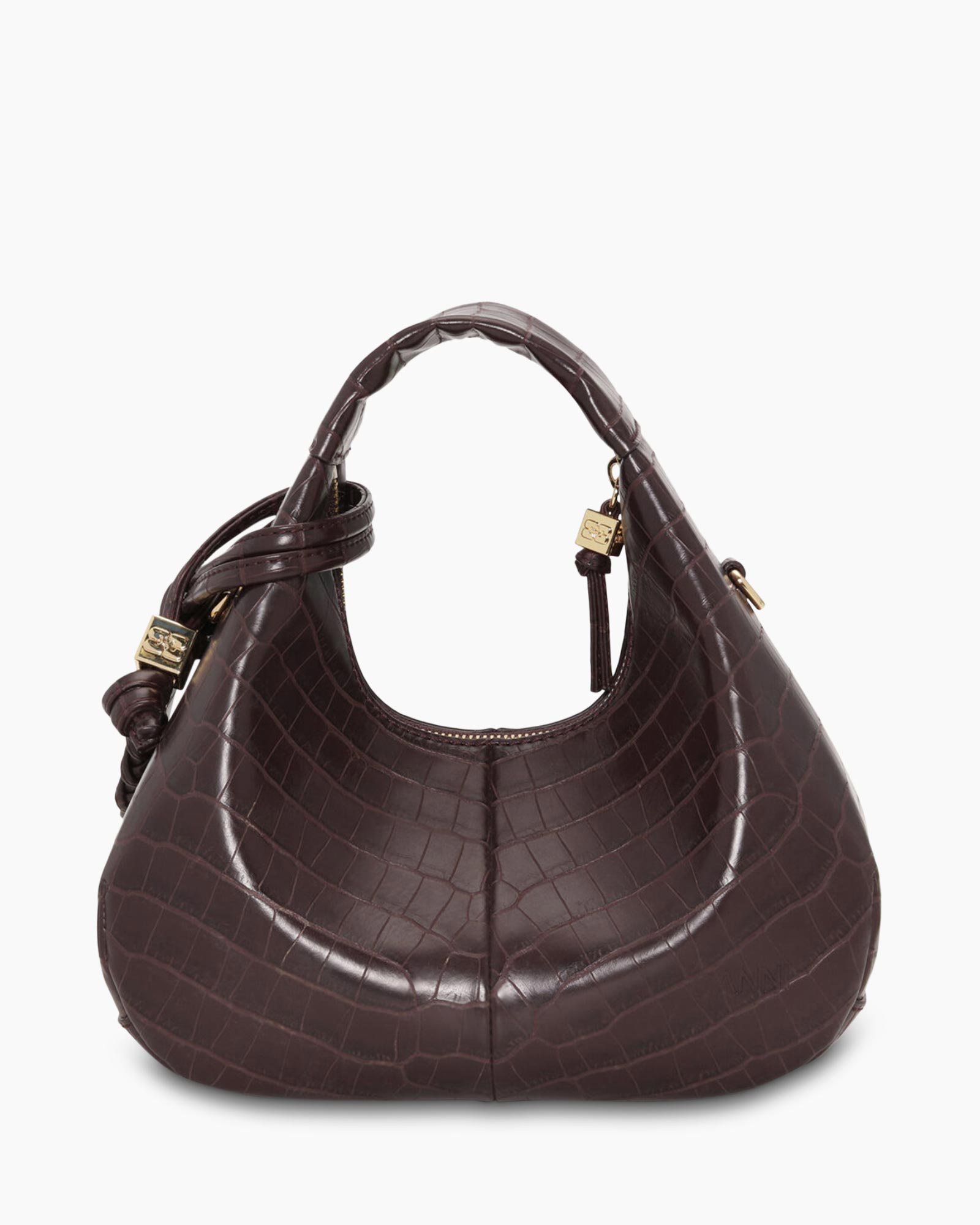 Crossbody Tas Hobo Mini Croco Donker Bruin