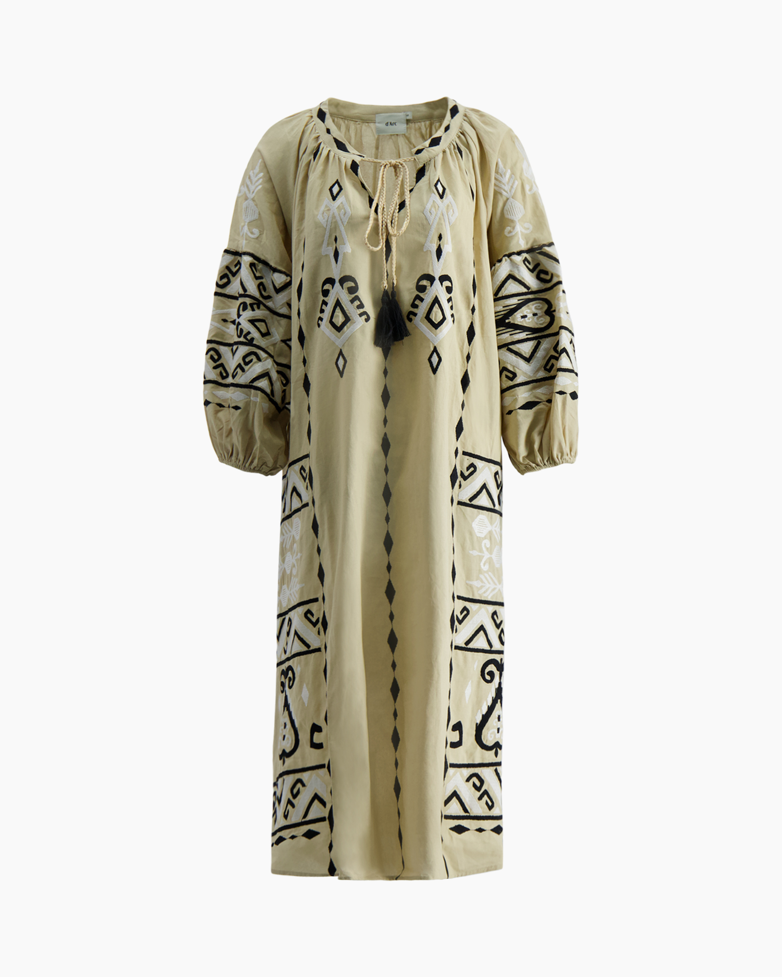 caftan, embroidery, beige, long, loose fit