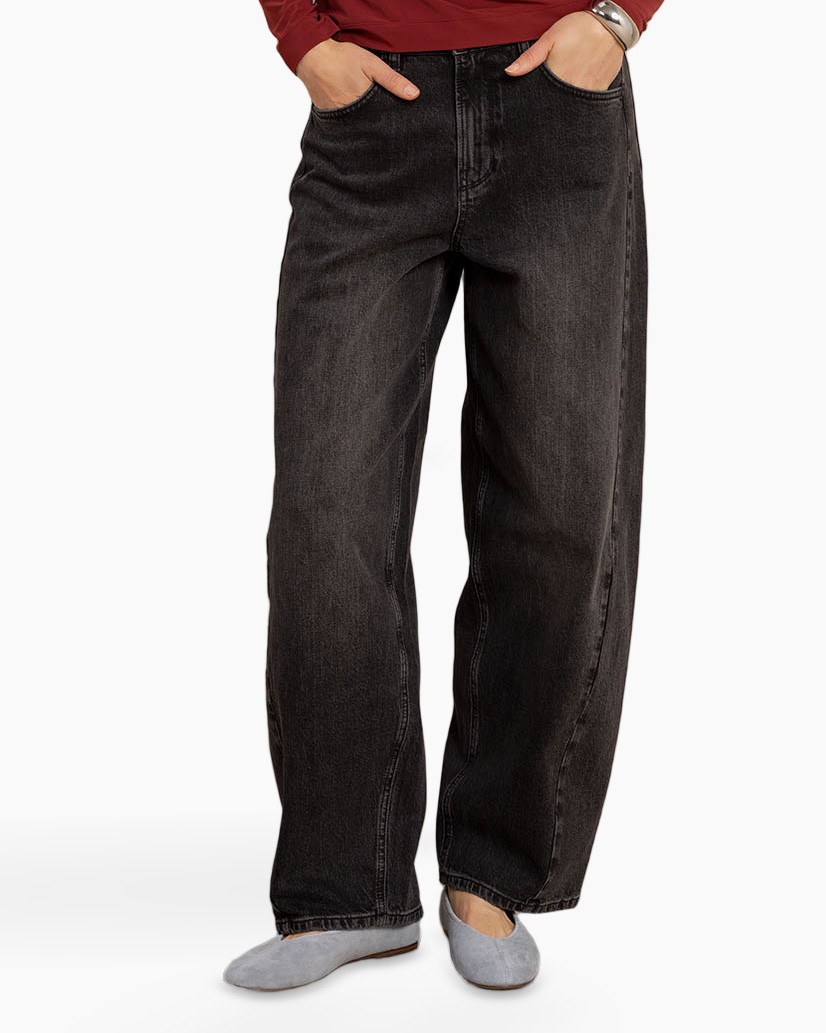 broeken, jeans, zwart, wijd, loszittend