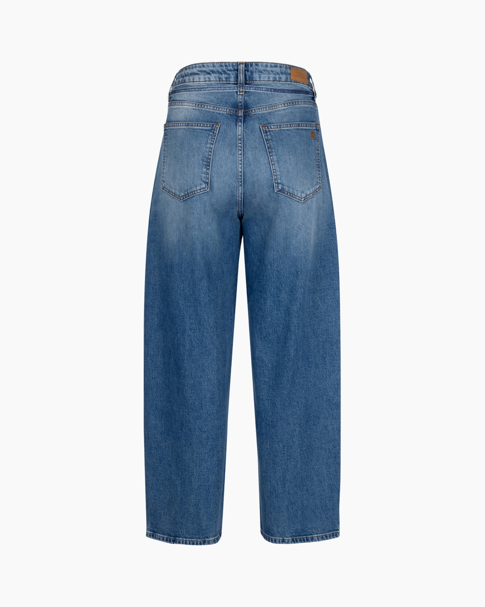 denim, spijkerbroek, achterkant, wijdere pijp, blauw