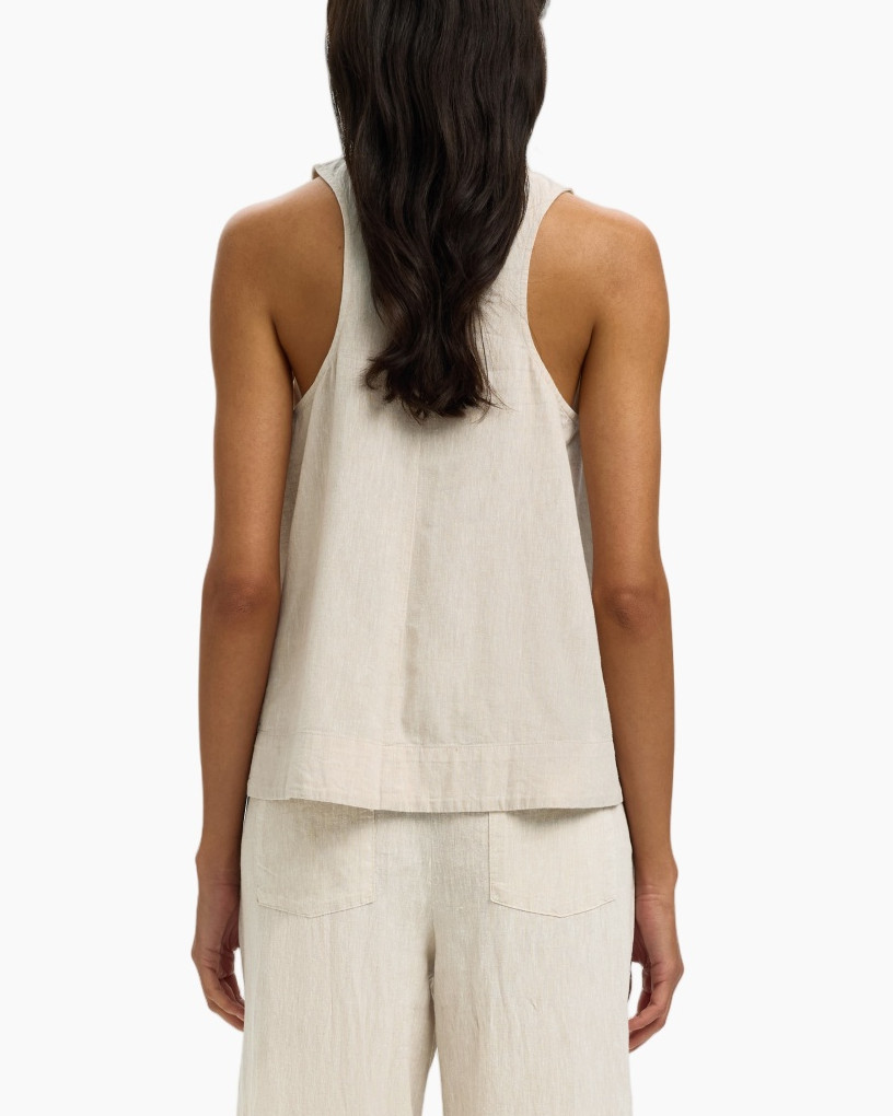 tank top, linen, beige, sleeveless, relaxed fit