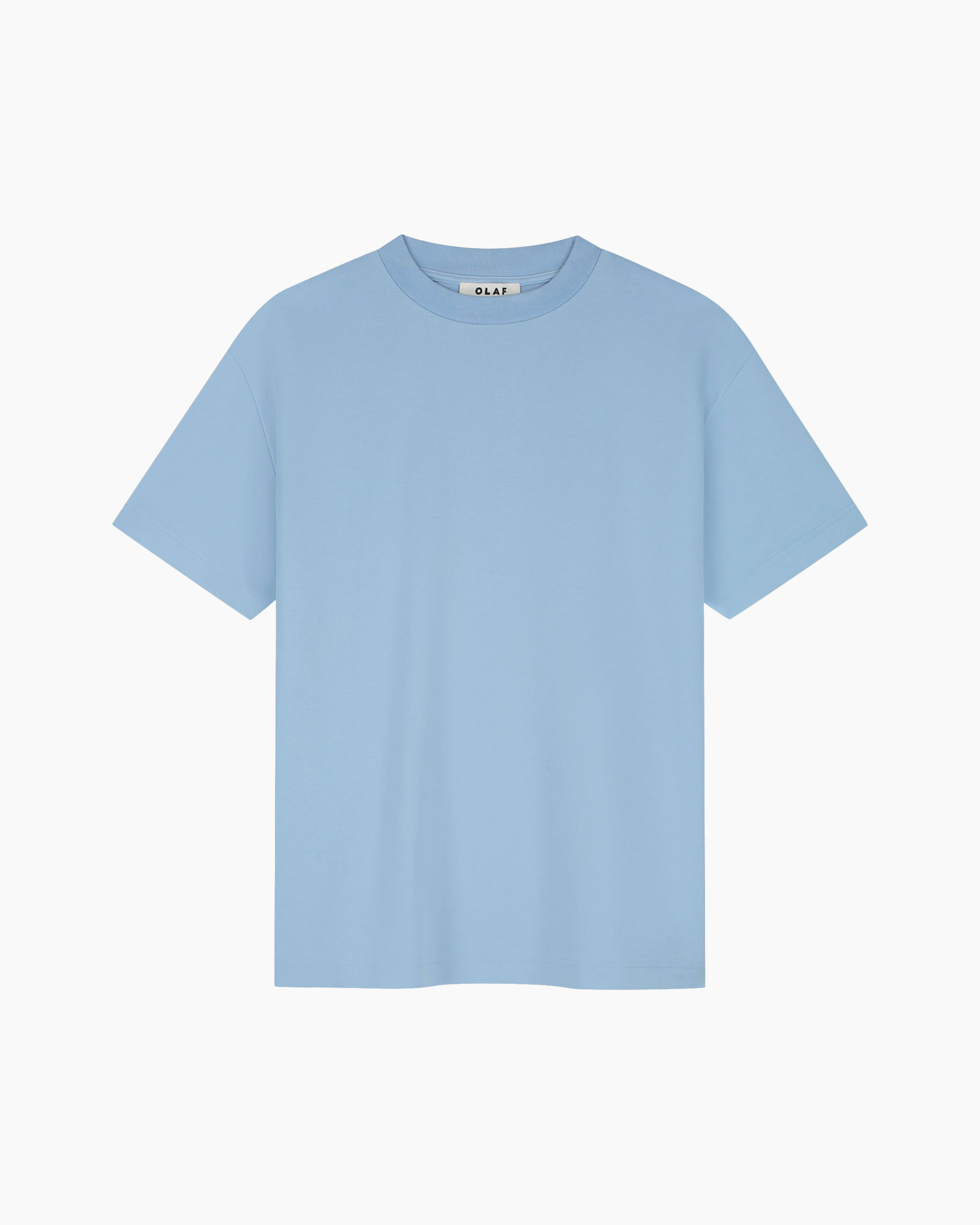 t-shirt, korte mouw, effen, lichtblauw, kraagloze?