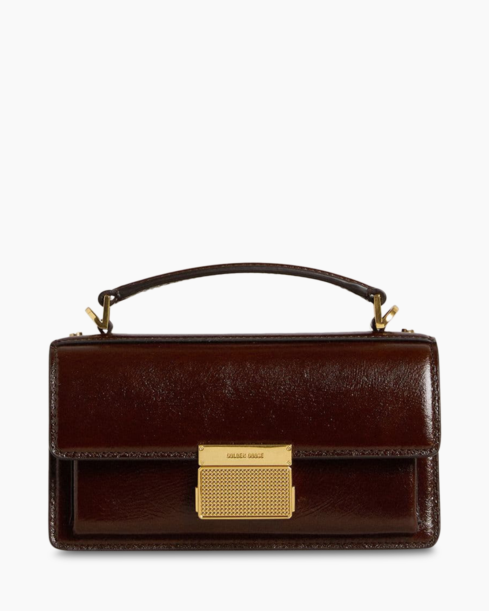 Crossbody Tas Venezia Small Shiny Wavy Leather Bruin