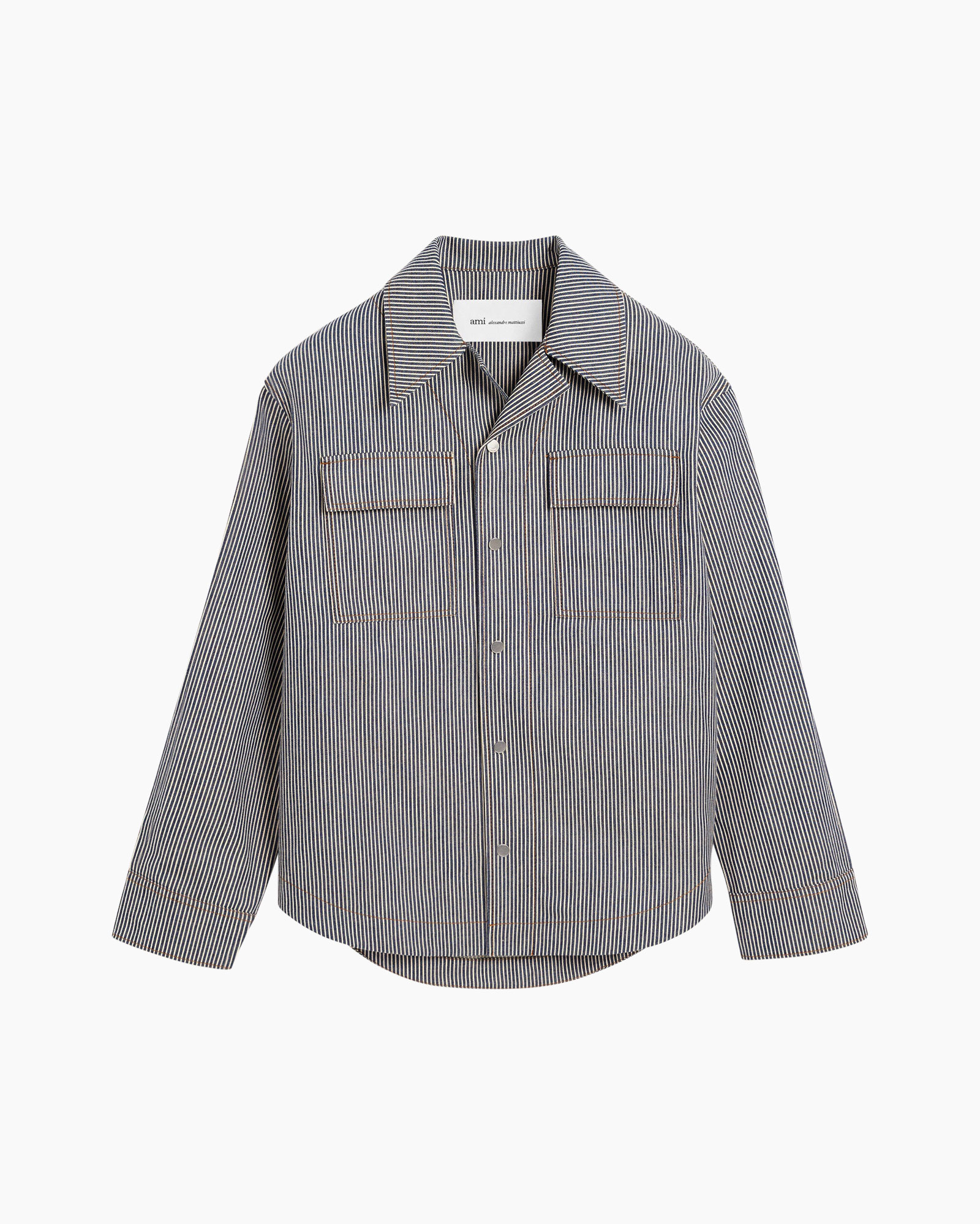 hemd, gestreept, knopen shirt, lange mouwen, korte ronde