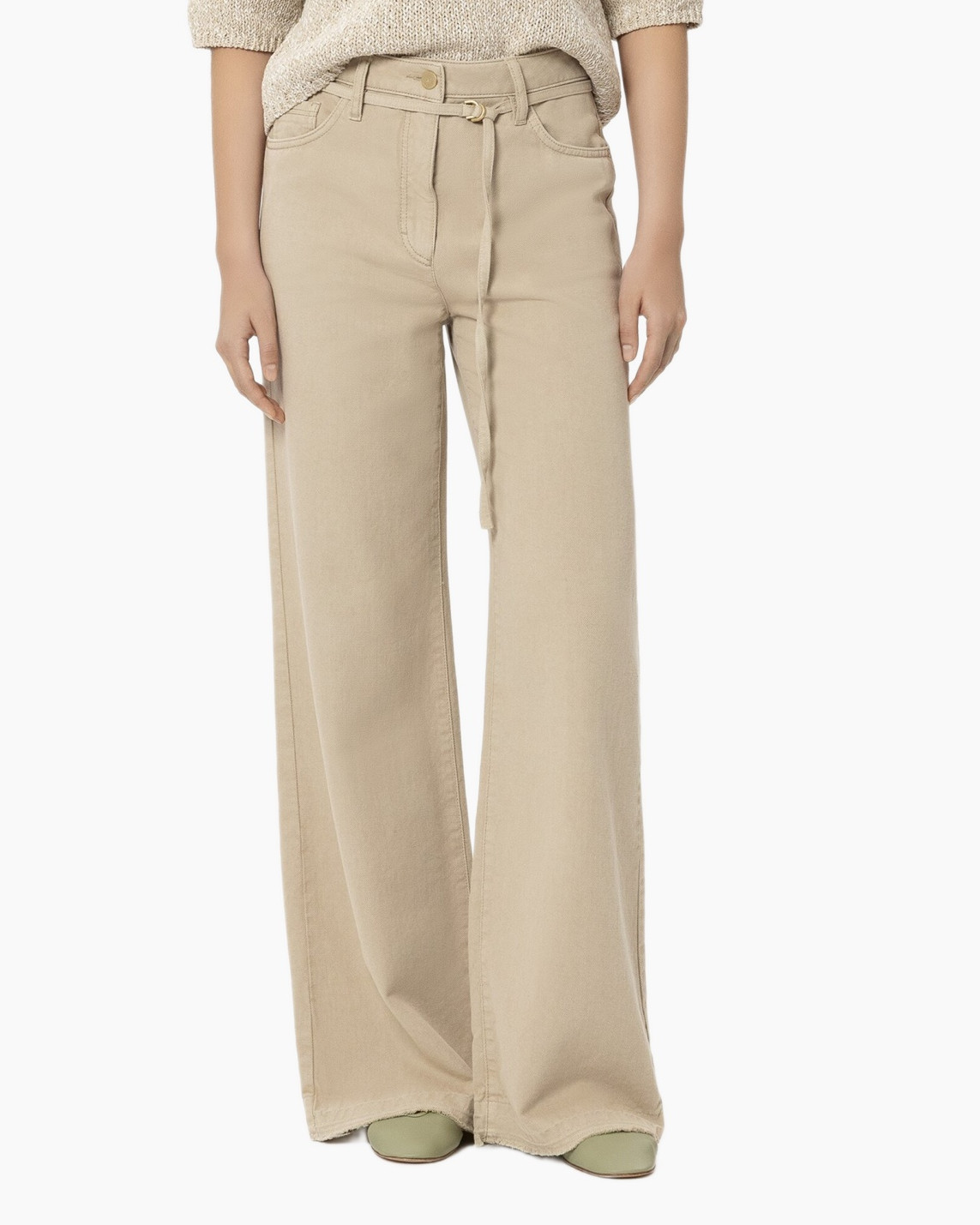 pants, wide-leg, beige, high-waist, belted