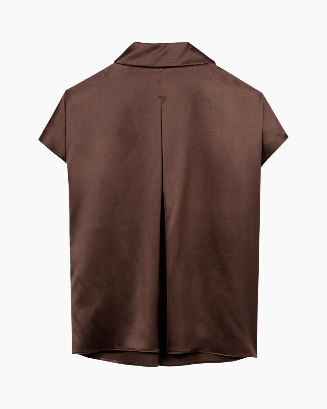 zijde, top, bruin, mouwloos, open rug