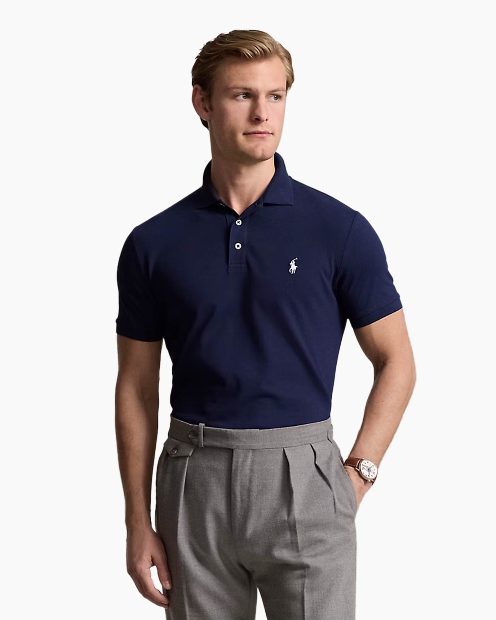 Polo Stretch Mesh Donker Blauw