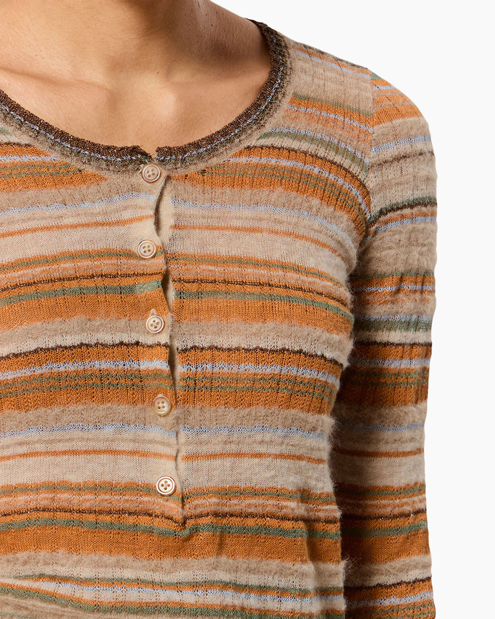 cardigan, strepen, breipull, knopen, multikleur