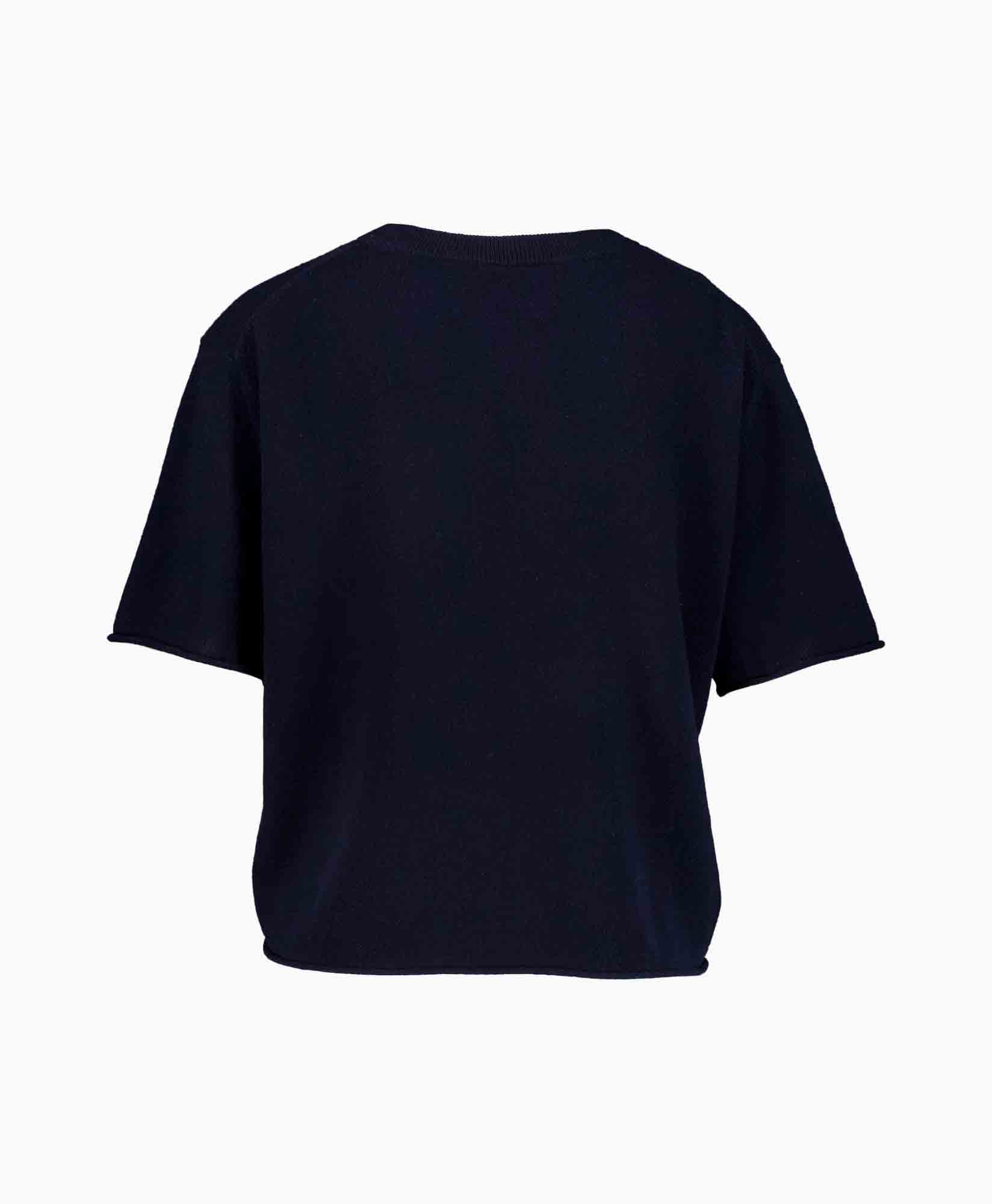 t-shirt, korte mouw, navy, ronde hals, effen