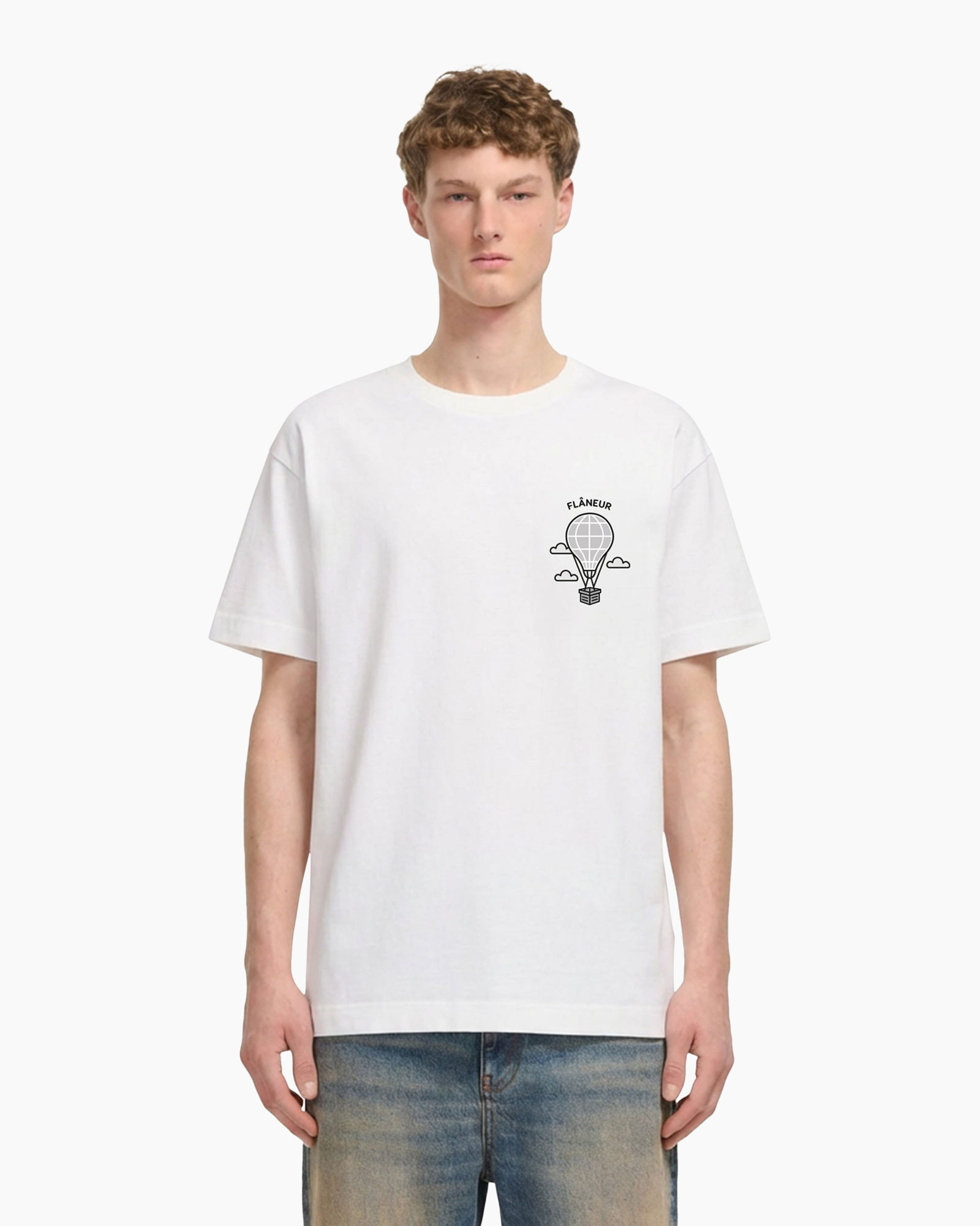 t-shirt, korte mouwen, wit, grafisch, kleine logo