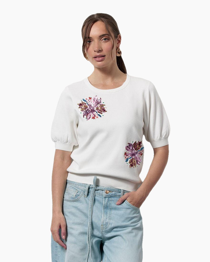 Pullover Omira Flower Pullover Ecru