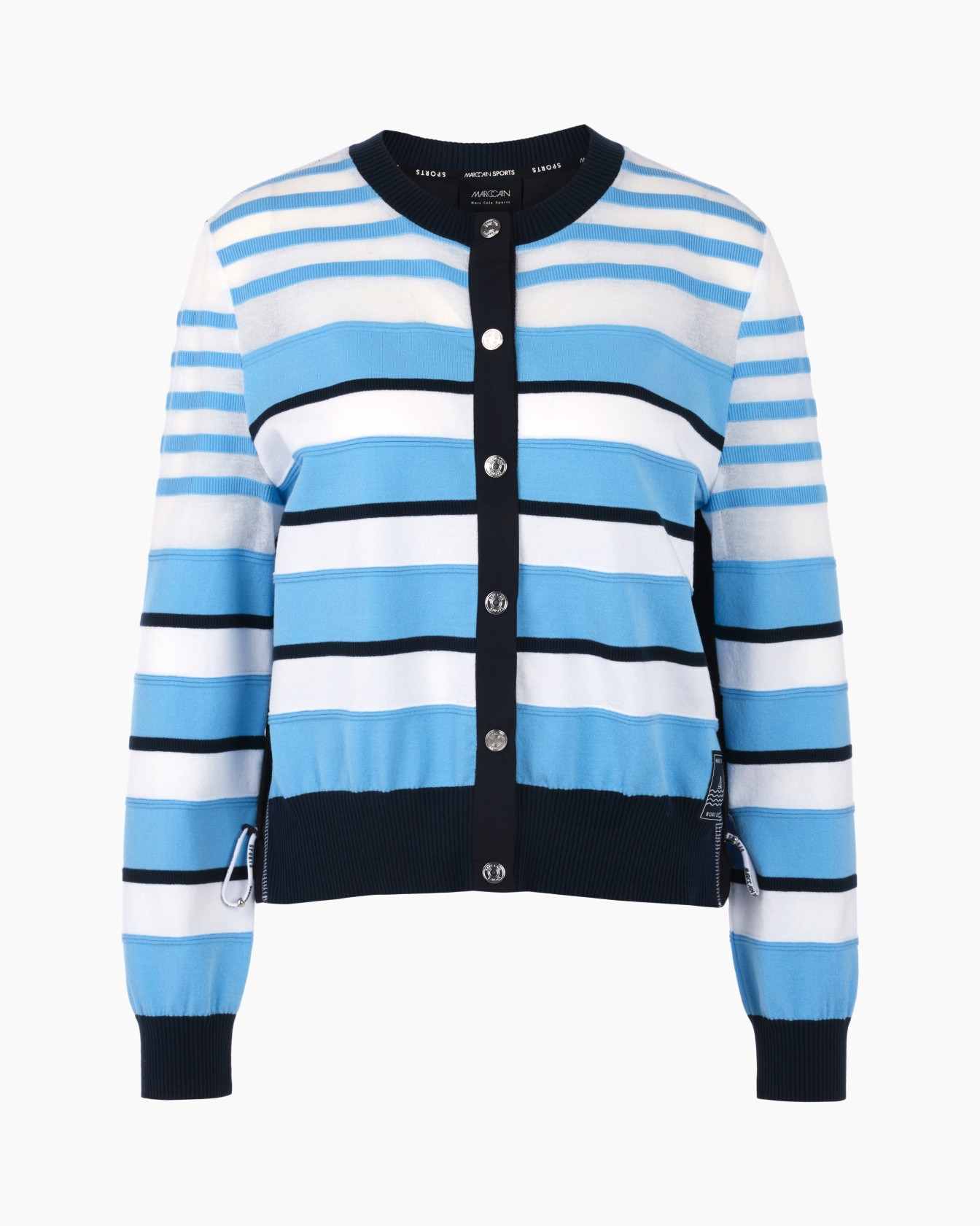 cardigan, striped, blue, buttons, knit