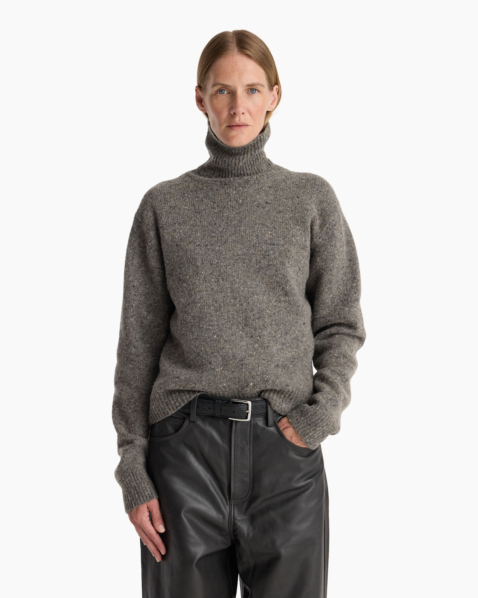 turtleneck, gebreide trui, grijs, pullover, mouwlang
