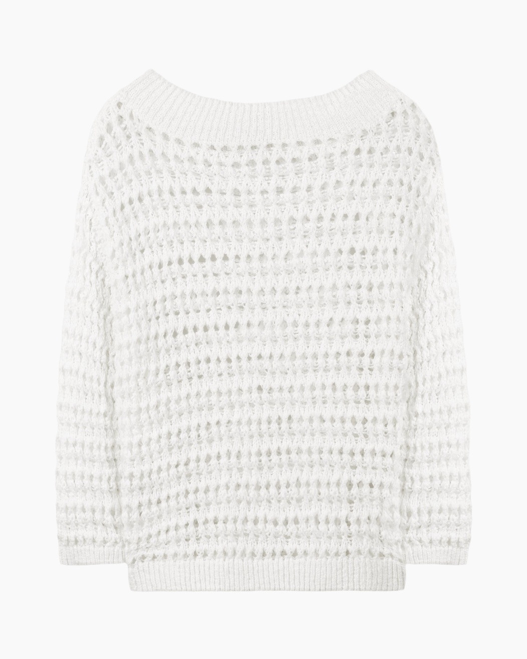 sweater, knit, white, loose-knit, crew-neck