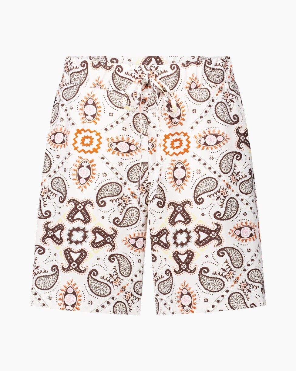 shorts, paisley, patroon, touwtje, wit