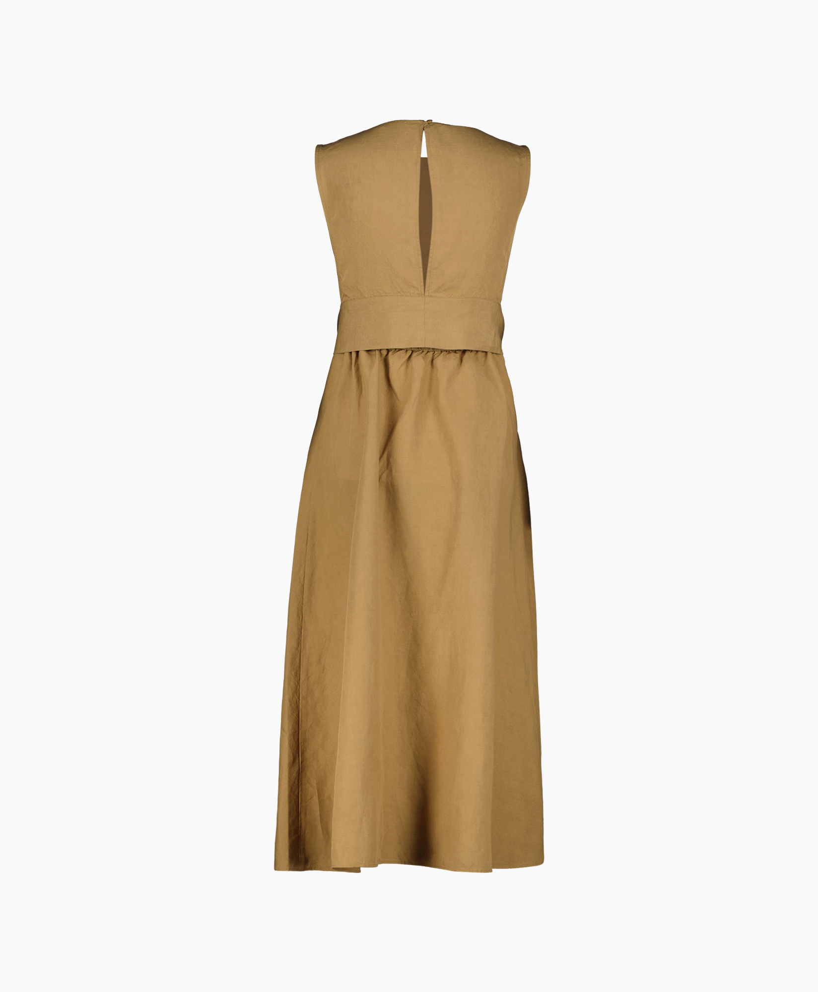 Closed Midi Jurk Waisted Belt Dress Bruin