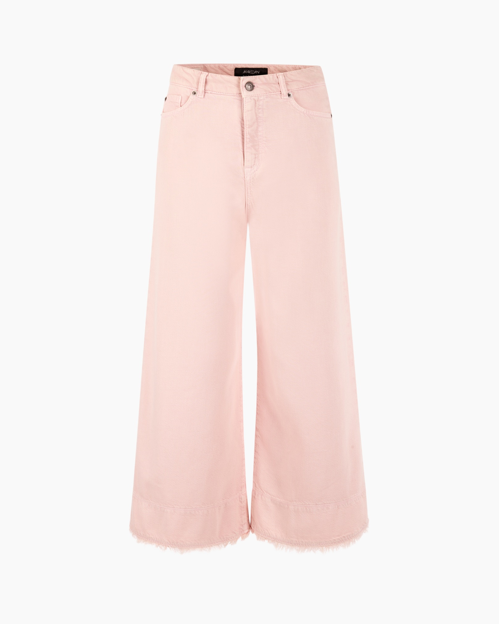 broek, wijduit, roze, denim, gerafelde zoom