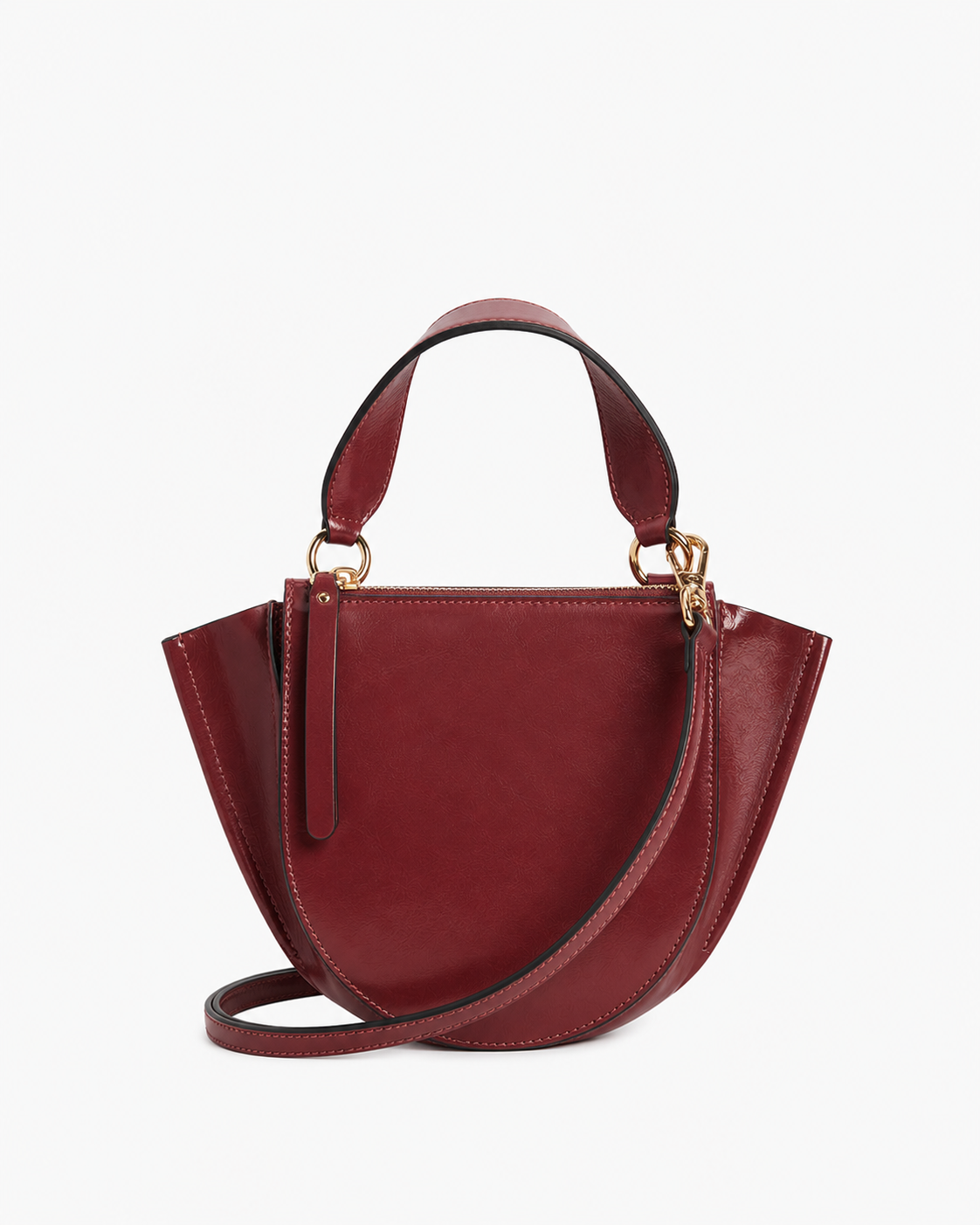 handtas, rood, leer, schoudertas, vintage stijl