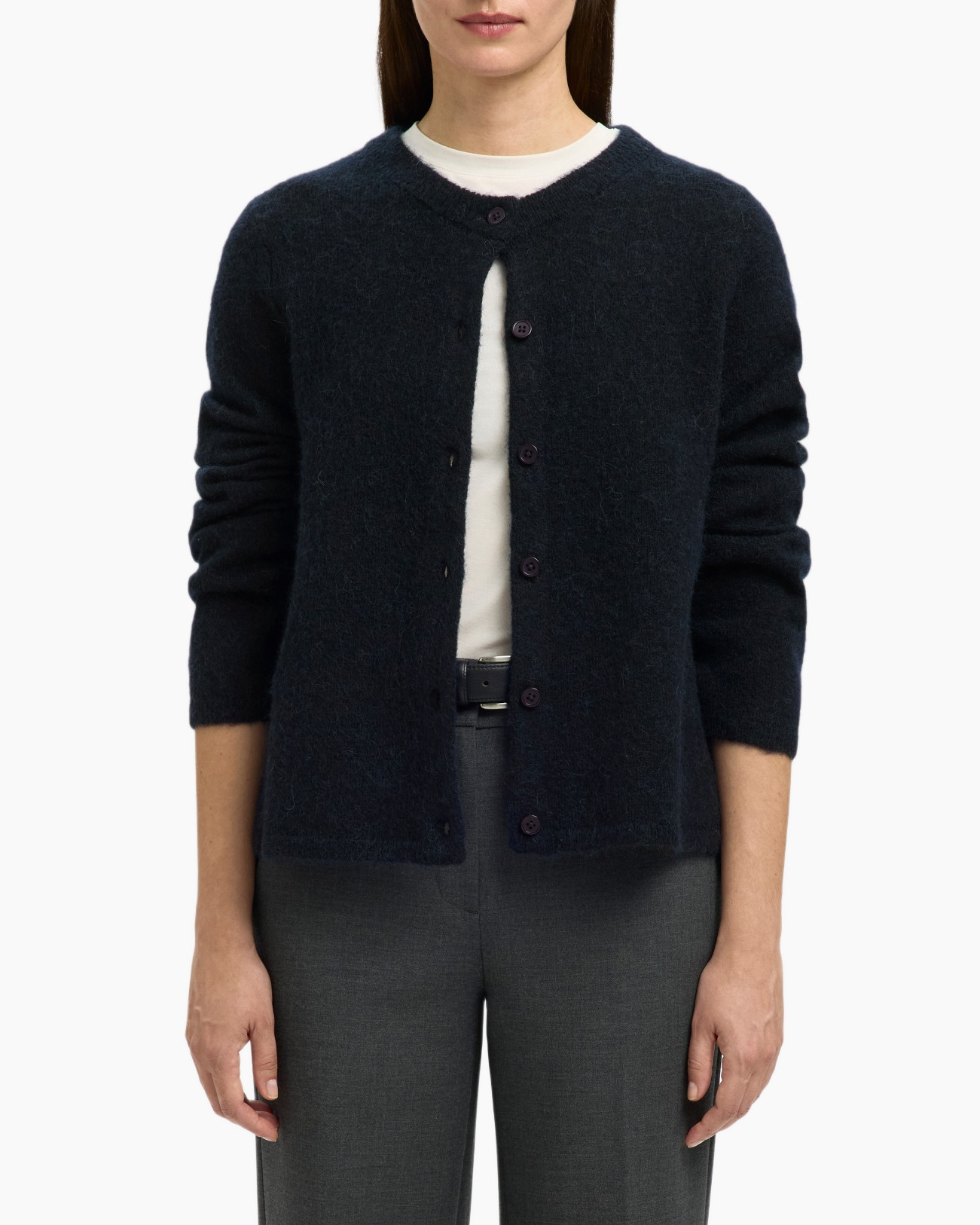 Vest Lulu New Ls Knit Cardigan Noos Donker Blauw