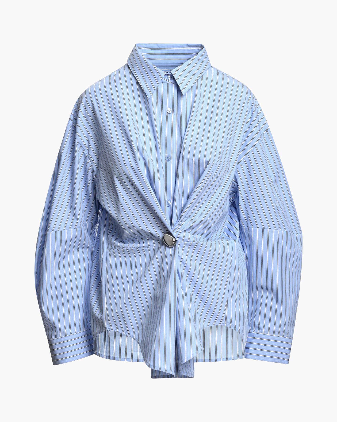 hemd, gestreept, blauw, knopen, oversize