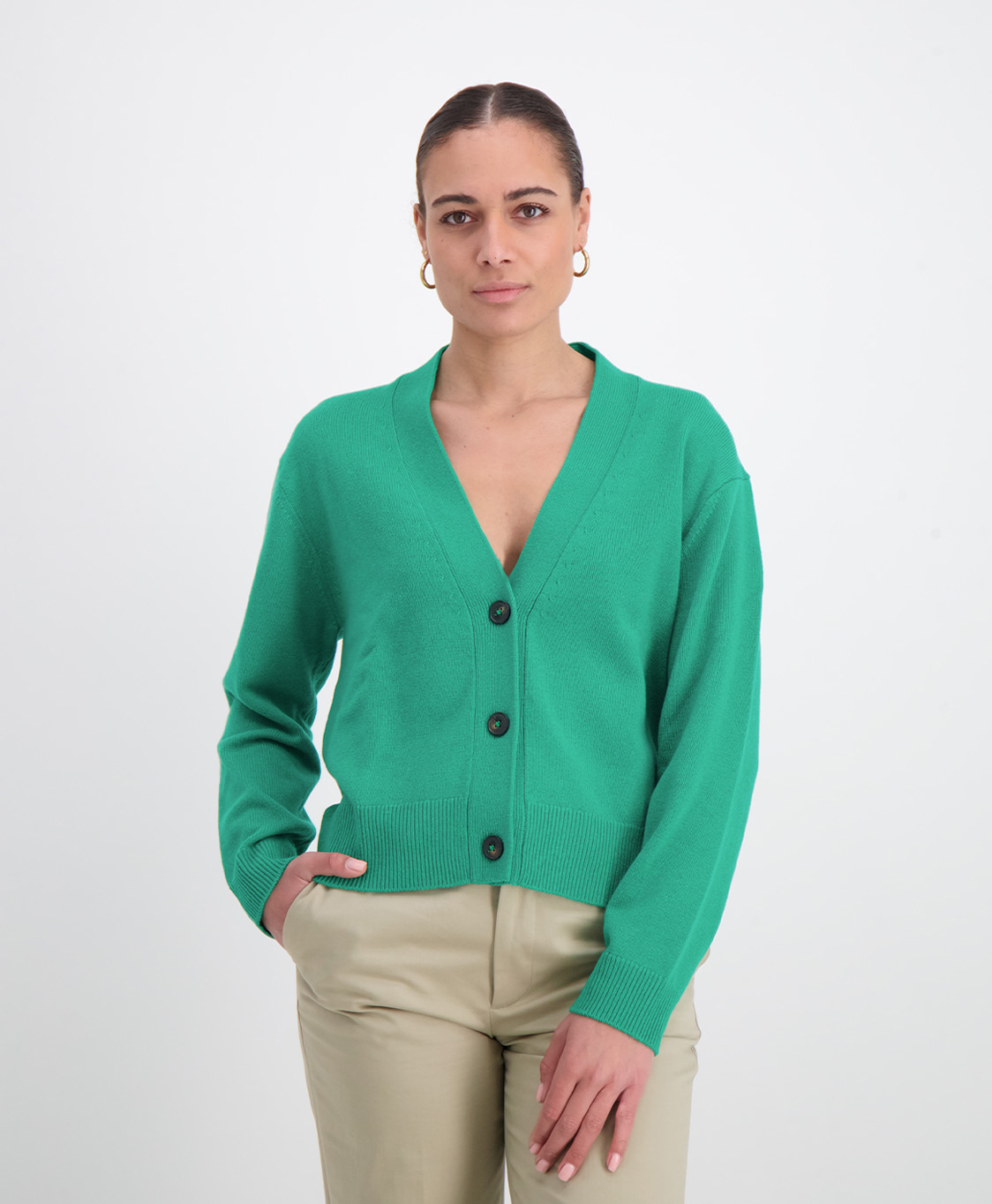 Closed Vest V Cardigan Groen