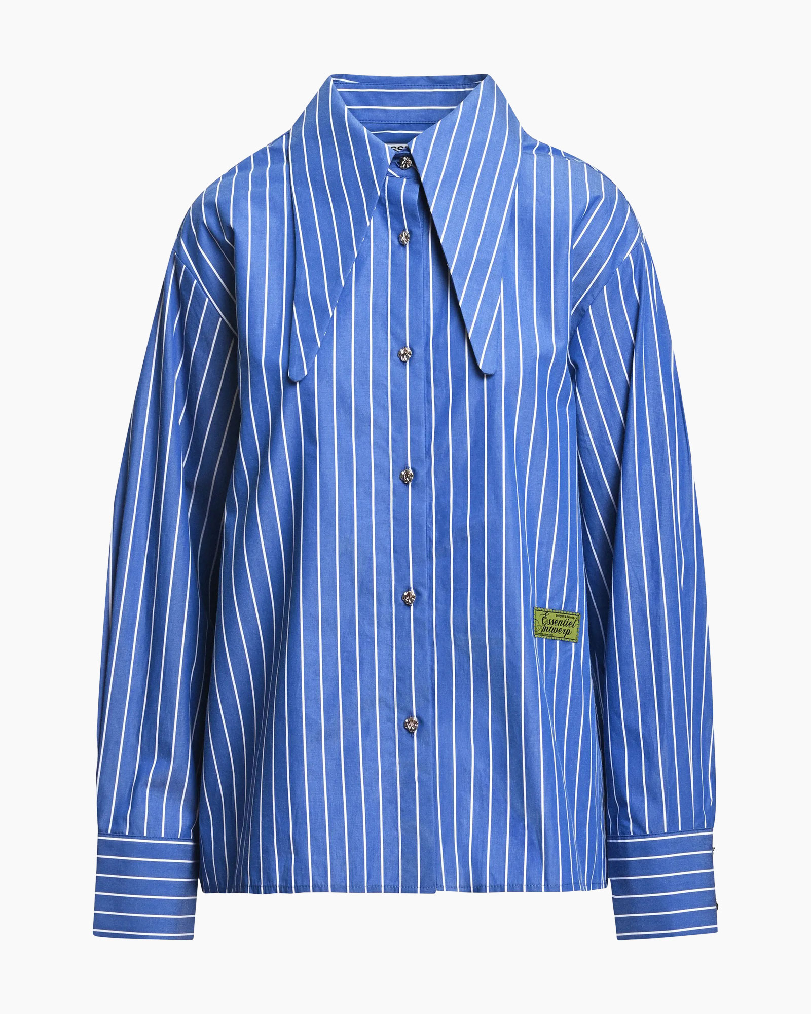 hemd met strepen, blauw shirt, knopenhemd, kraag, lange mouwen