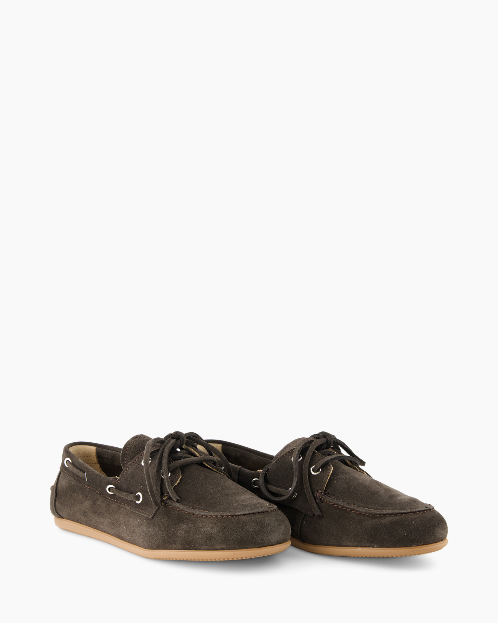 boatshoe, suede, bruin, veters, gumsole