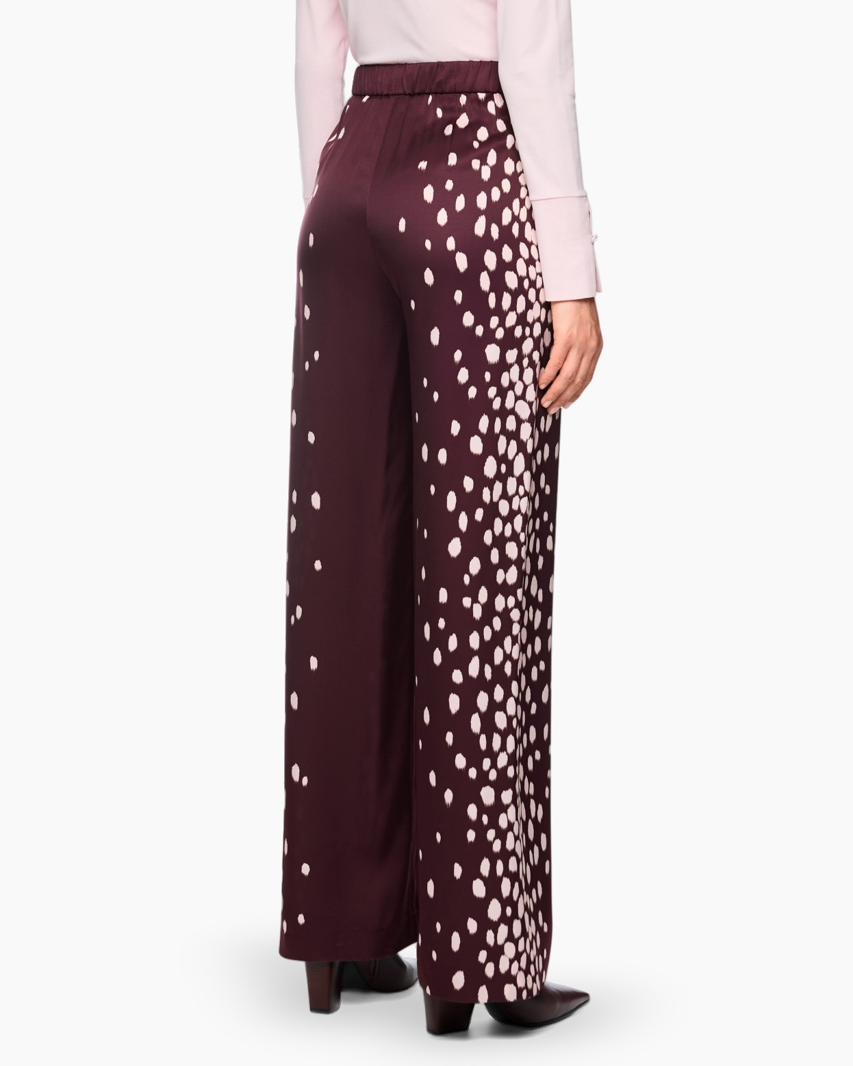 wijd, palozzo, maroon, polkadot, broek