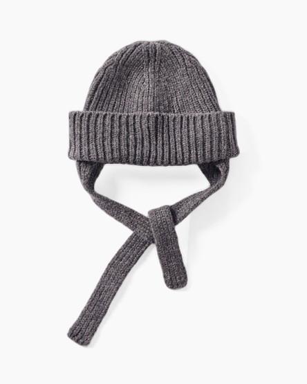 gehaakte muts, oorflap muts, grijs, ribbel, winter accessoire
