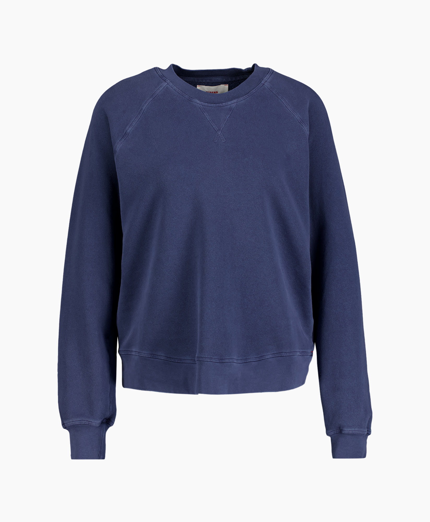 sweatshirt, lange mouw, kraagloze nek, blauw, katoenmengsel