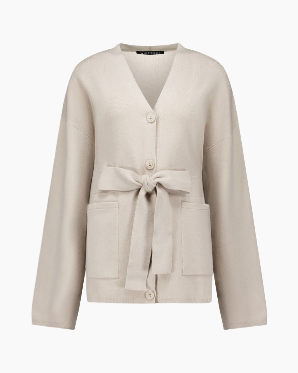 cardigan, knitwear, belted, beige, front pockets