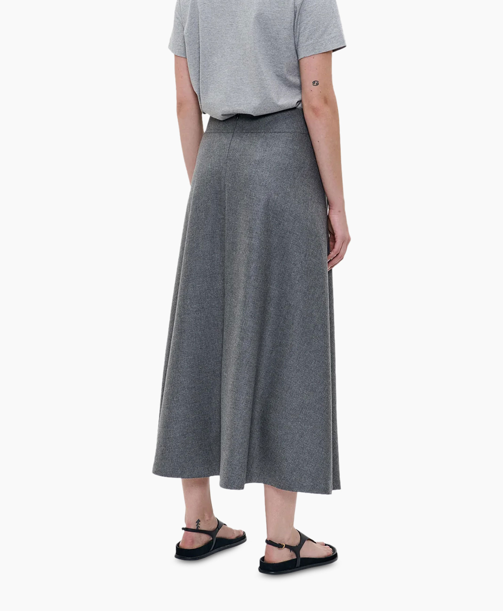 Zenggi Maxi Rok Wool Mix Grijs