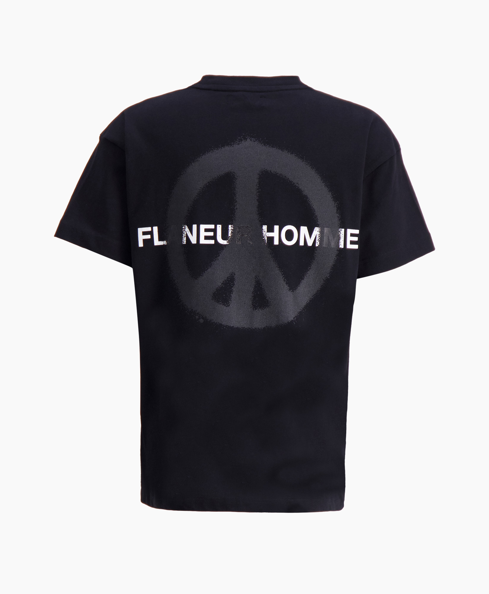 Flaneur Homme T-shirt Korte Mouw Peace T-shirt Zwart