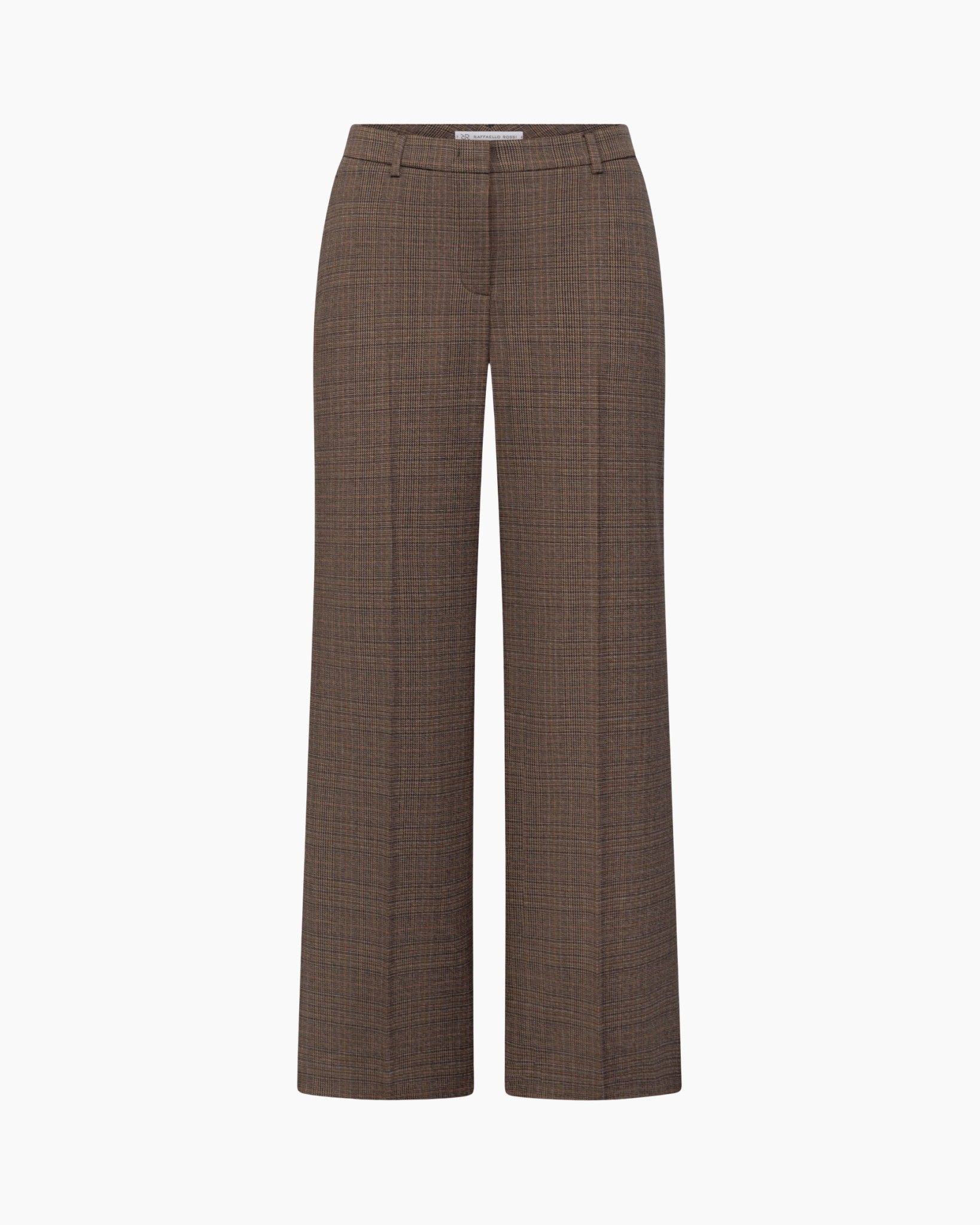 broek, pantalon, ruitpatroon, bruin, wide-leg