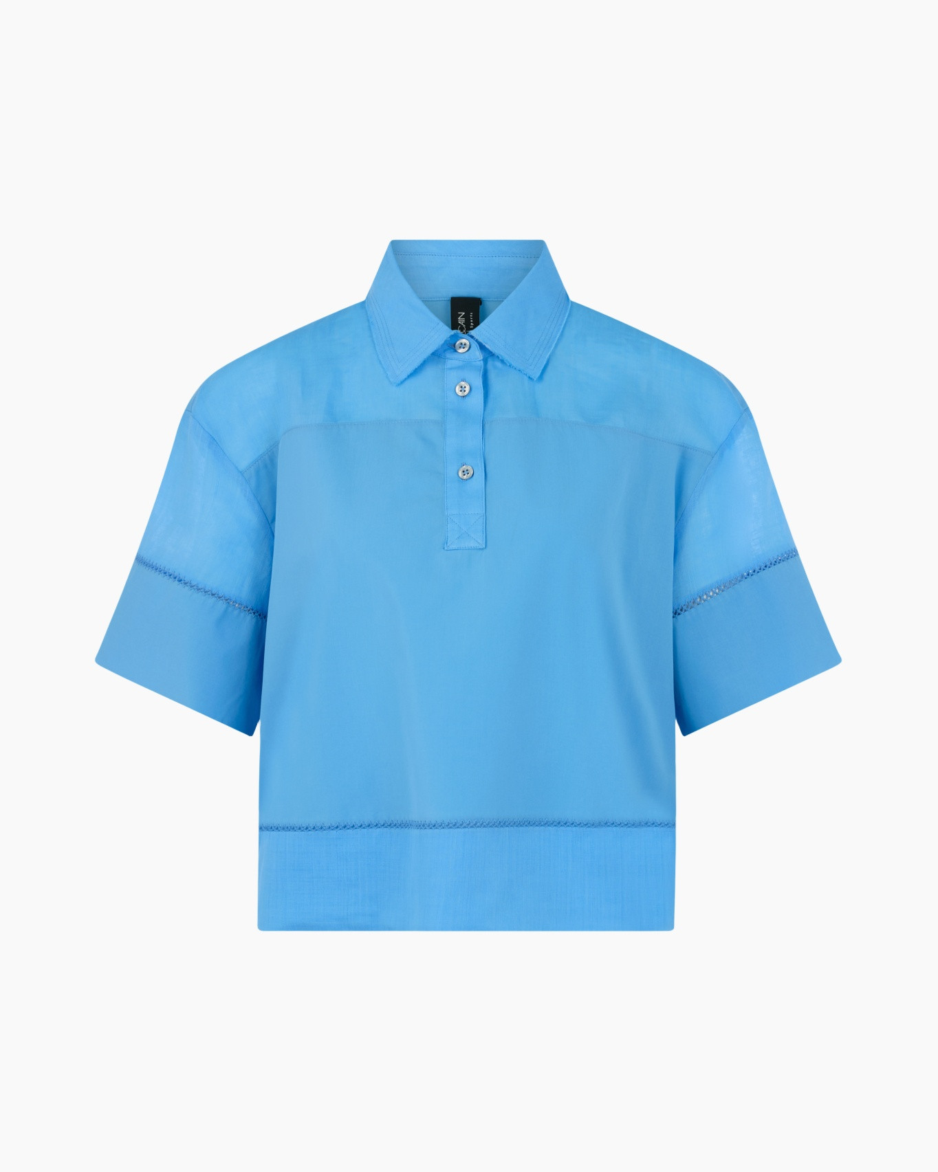 polo shirt,  short sleeve,  blue,  knit hem,  button placket