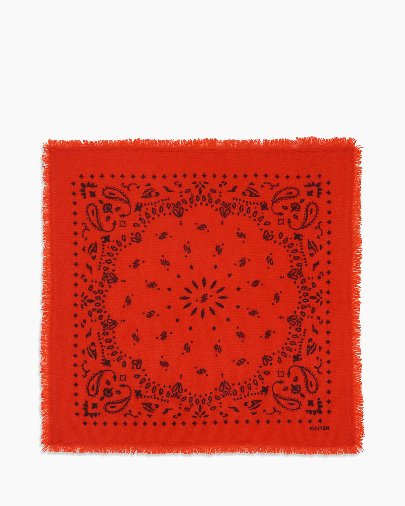 bandana, patroon, sjaal, oranje, franje