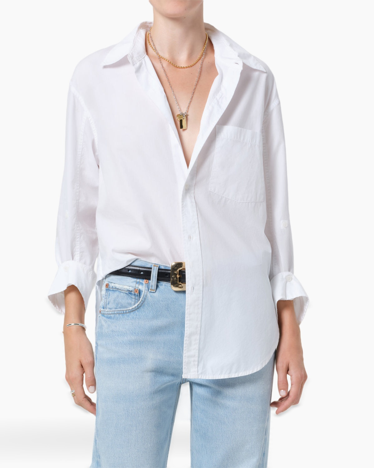 witte blouse, knopen overhemd, kraag, casuale outfit, zak