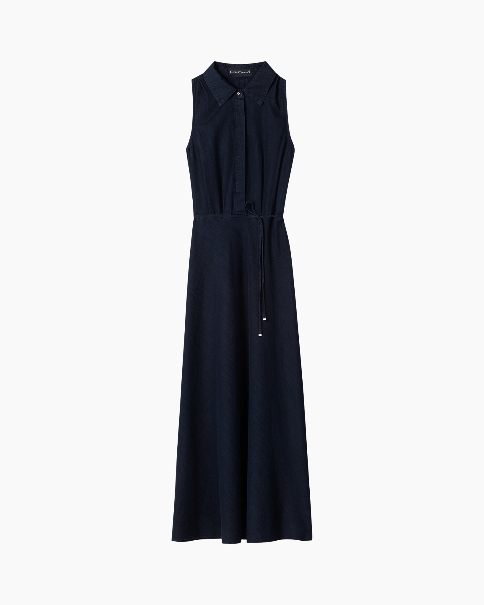 jurk, maxi jurk, mouwloos?, kraag, riem taille