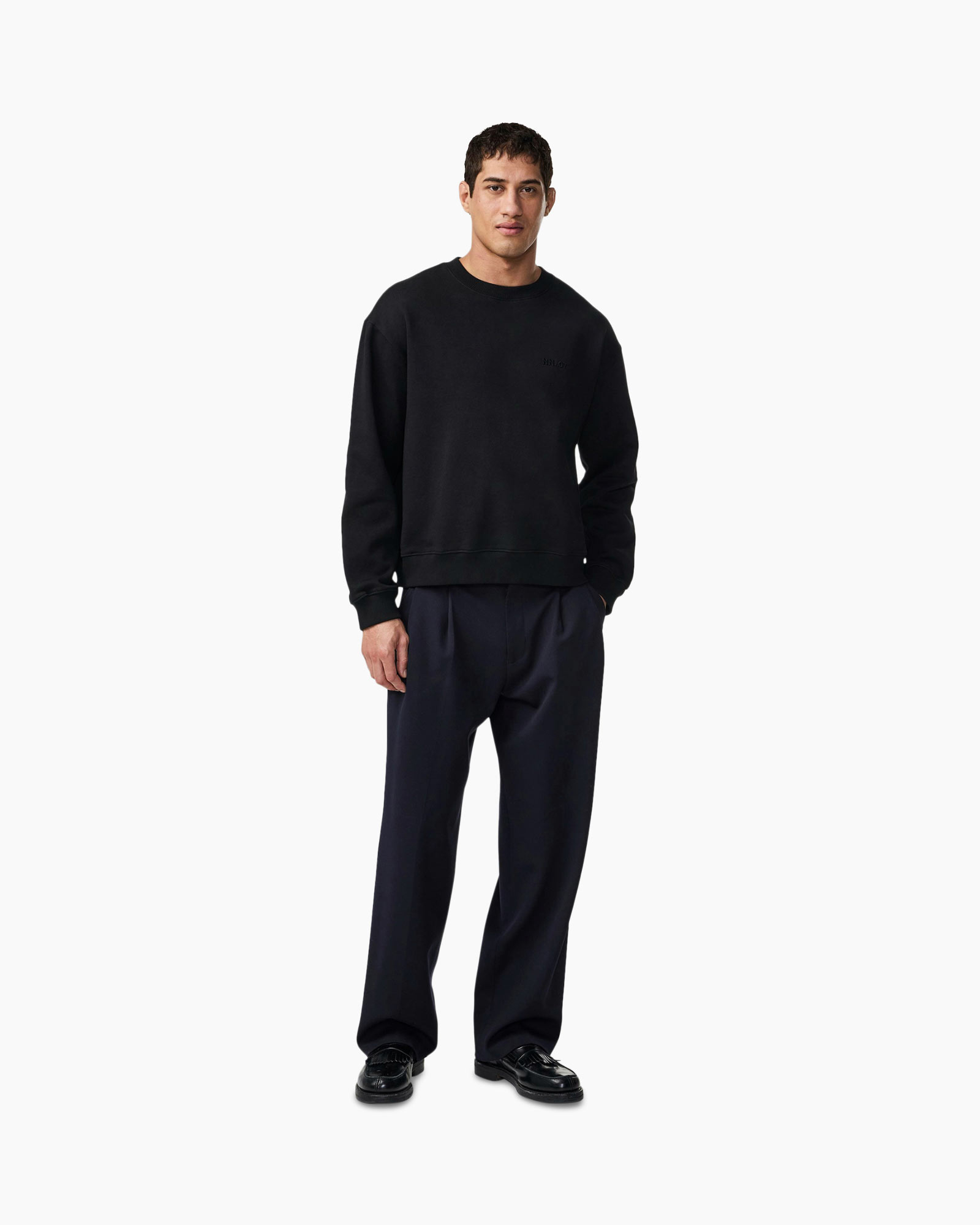 Sweater David Crew 3014 Zwart