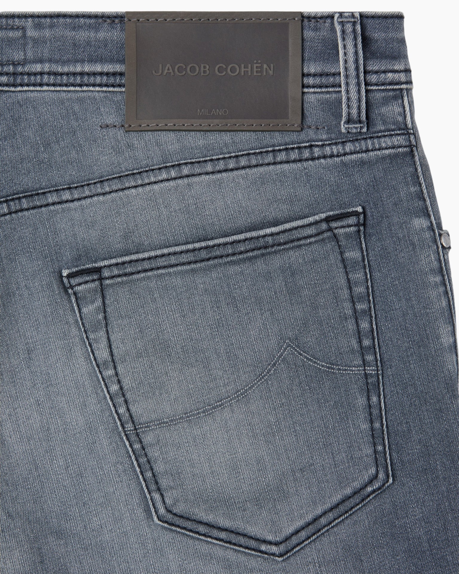 denim, spijkerbroek, achterzak, zak, grijsblauw