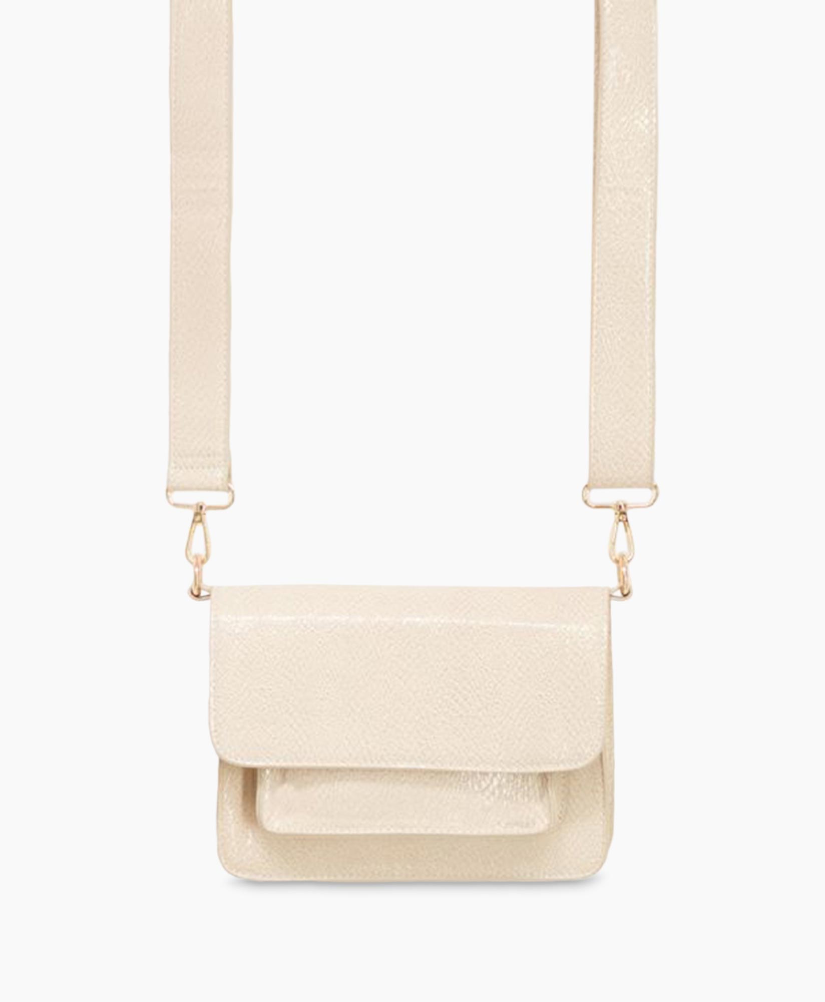 Crossbody Tas Met Croco Design Beige