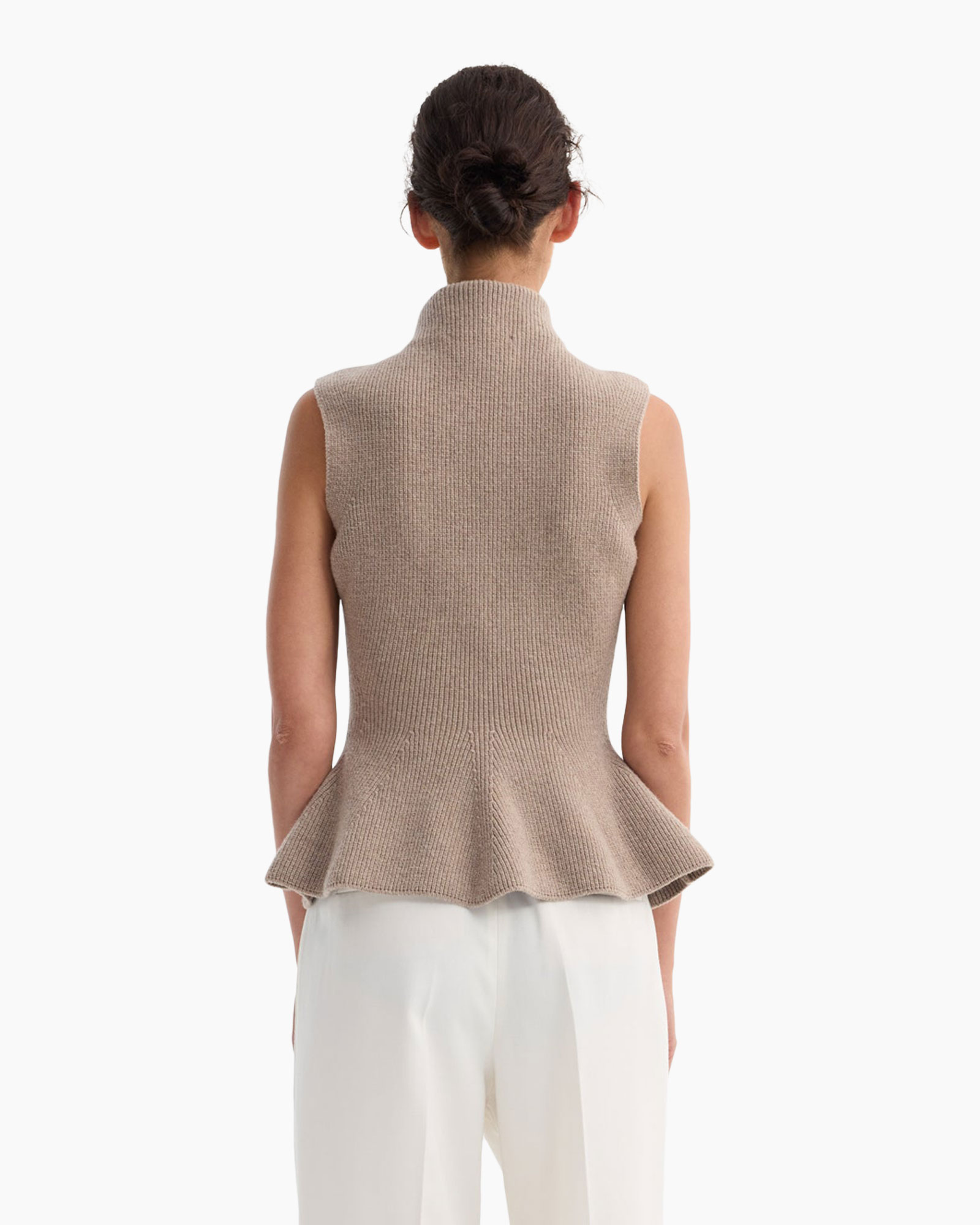 Top Sculptural Sleeveless Knitted Taupe