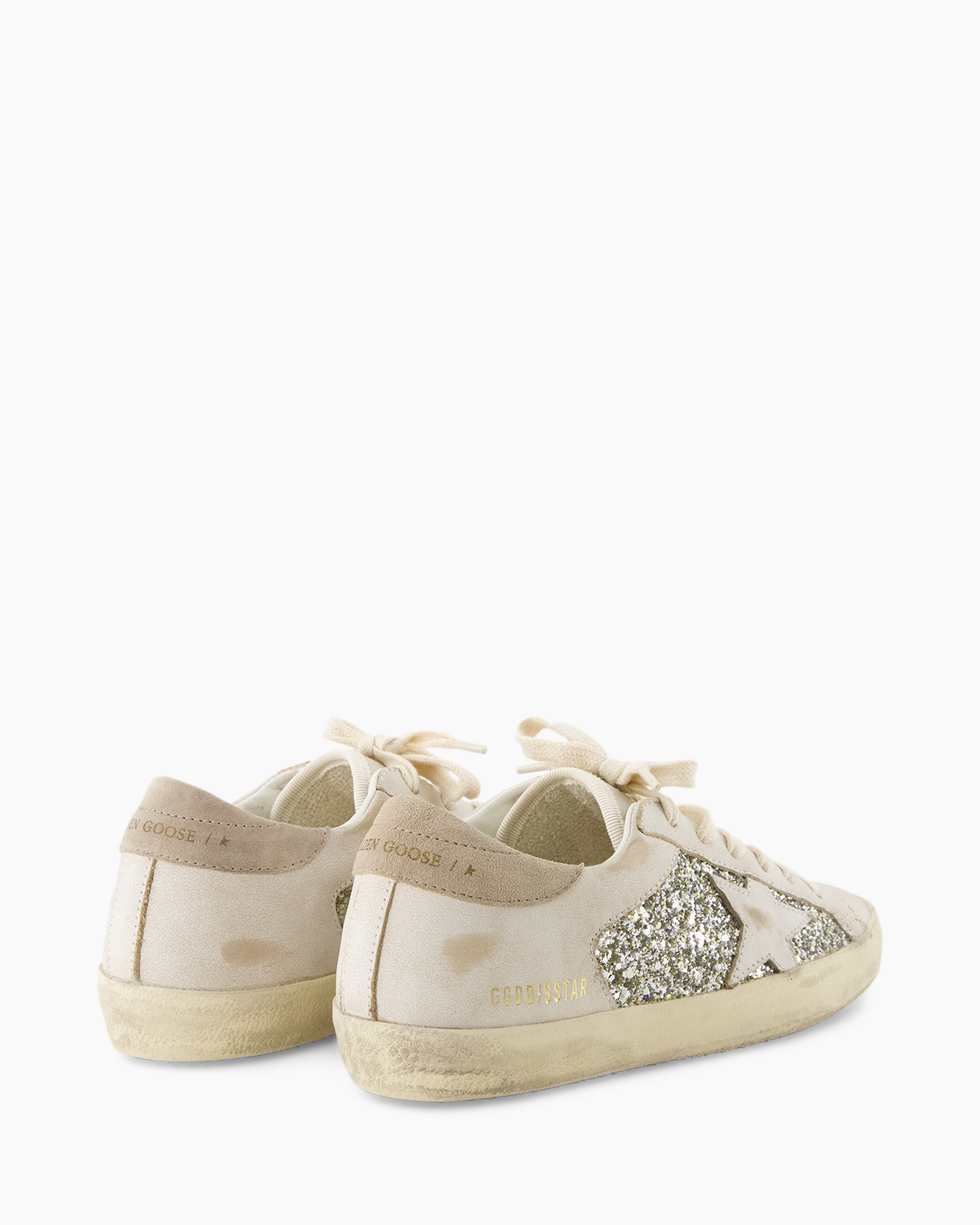 neakers, glitter, beige, lage-top, veters