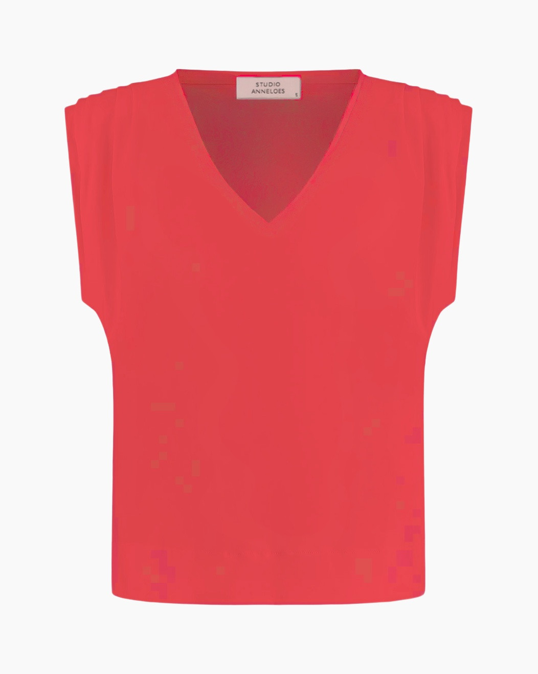 sleeveless top, V-neck, red, solid color, summer blouse