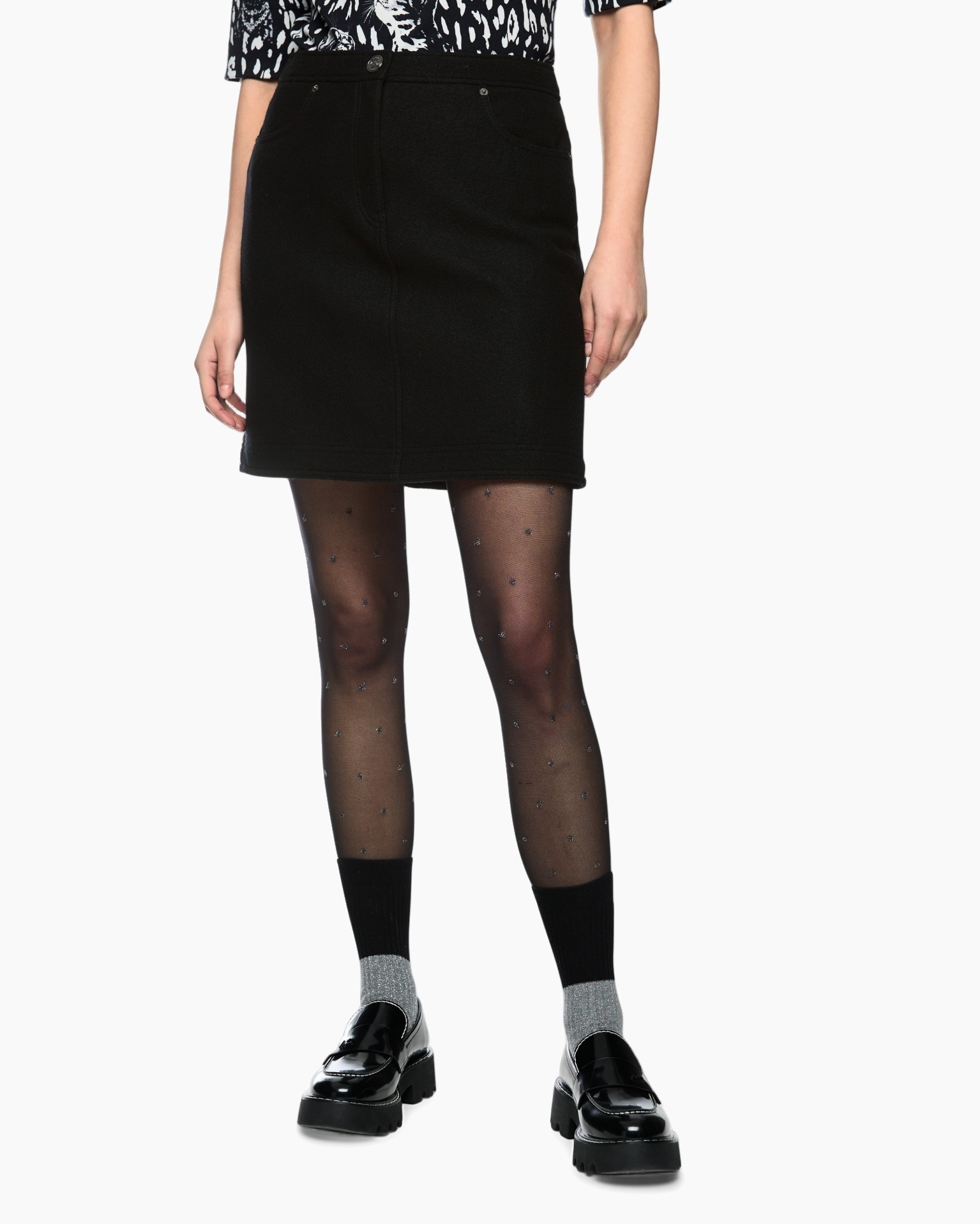 rok, zwart, mini, A-lijn, denim-achtig