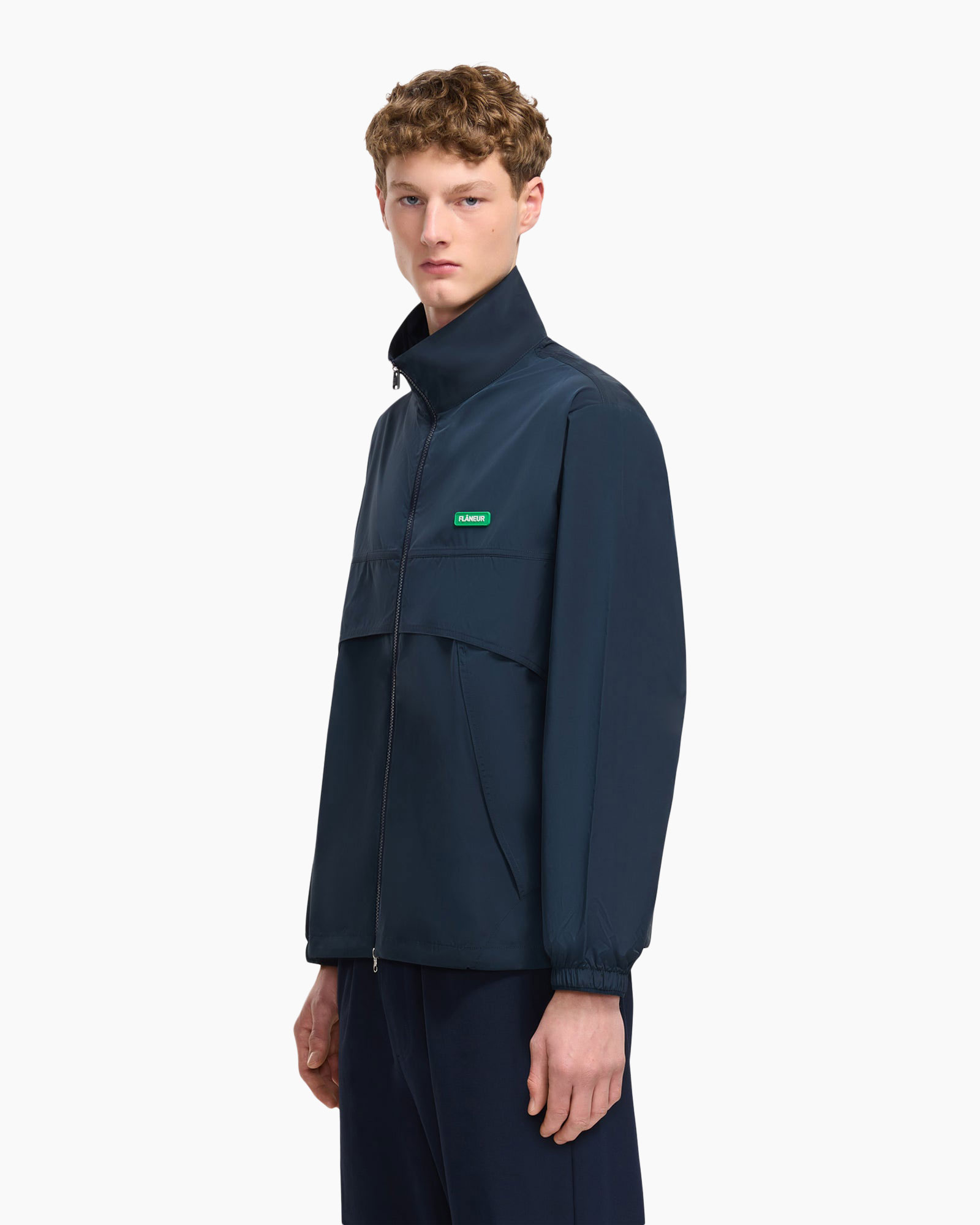 jas, windbreaker, volledige rits, marineblauw, lange mouwen